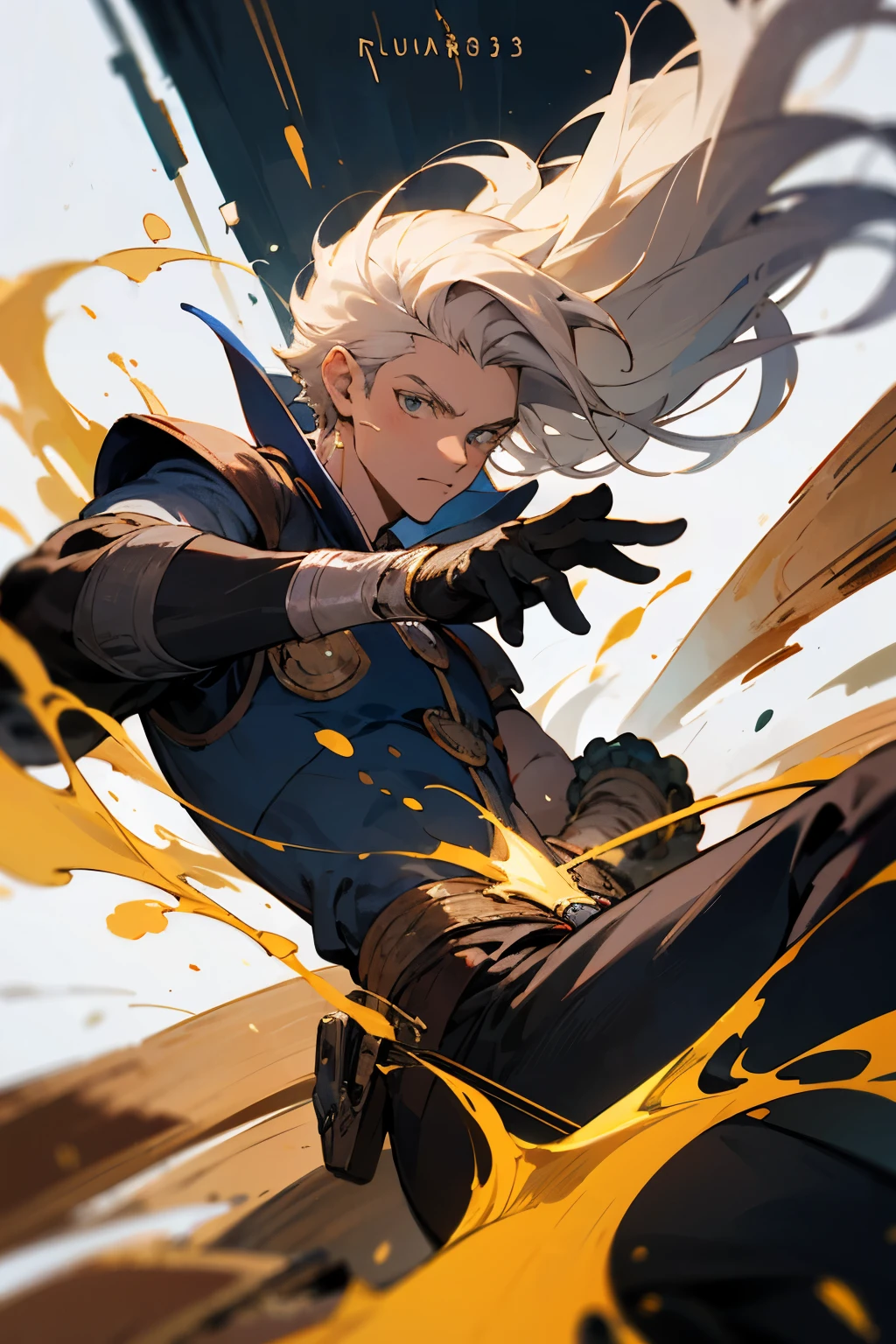 Homem, warlock, guerreiro, forearm and right hand are made of wood, cabelo longo, 23 anos, ruivo, olhos verdes