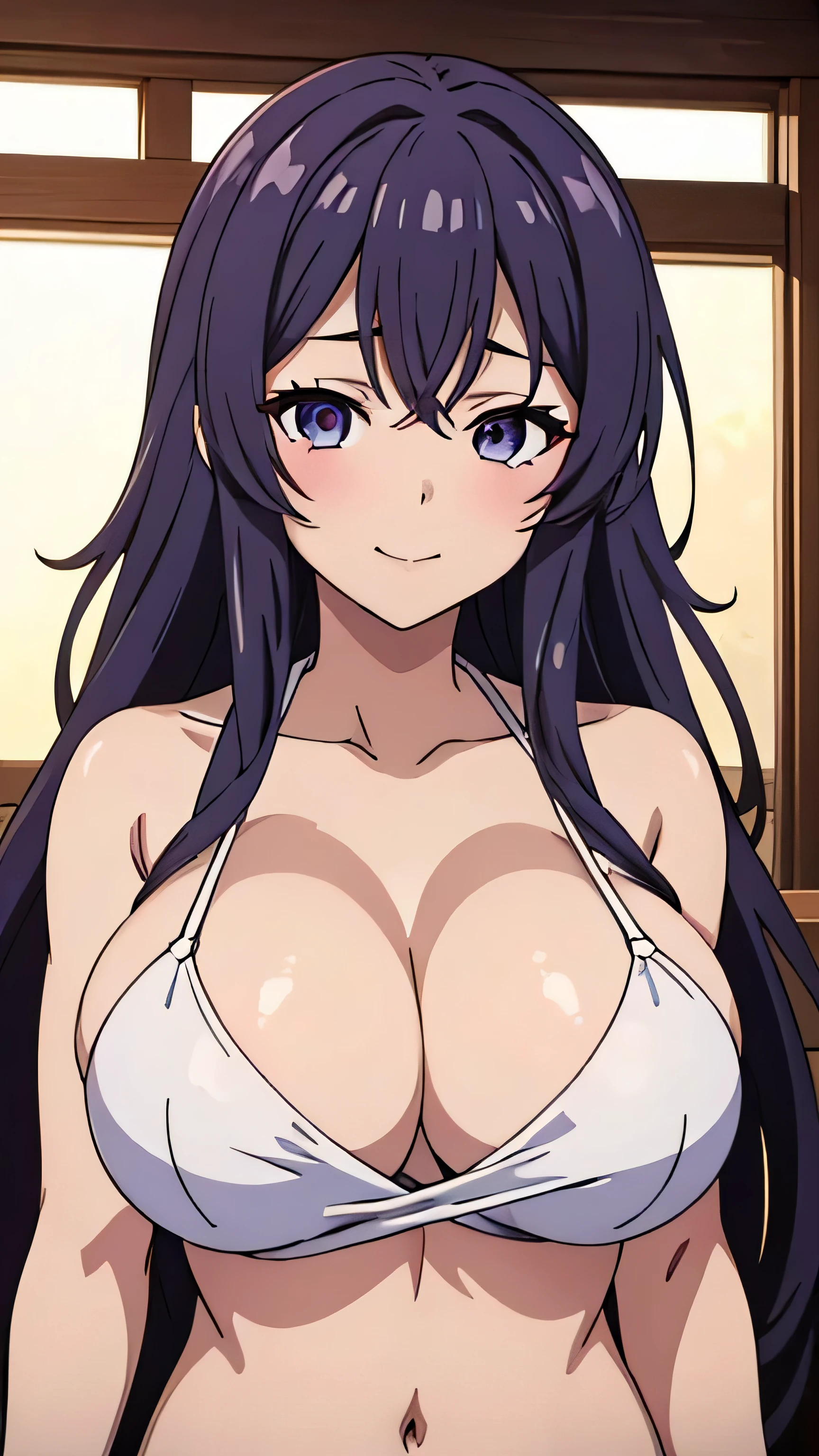 (((masterpiece))),fuyumi itadori, Anime girl characters, 1girl, solo, looking at viewer, medium hair, cleavage, closed mouth, collarbone,Naked, tall girl, horny, big ass, beautiful face,Charming,  anime visual of a cute girl, screenshot from the anime film, & her expression is solemn, ahegao face, in the anime film, in an anime, anime visual of a young woman, she has a cute expressive face, still from anime, perfect breasts, she is tall, All bodies visible, ahegao face, the face is ahegao, she is horny, A perverted face, she so perverted, she smile so perverted, hd picture, 4k quality, details of the face is so good, bigger breasts,