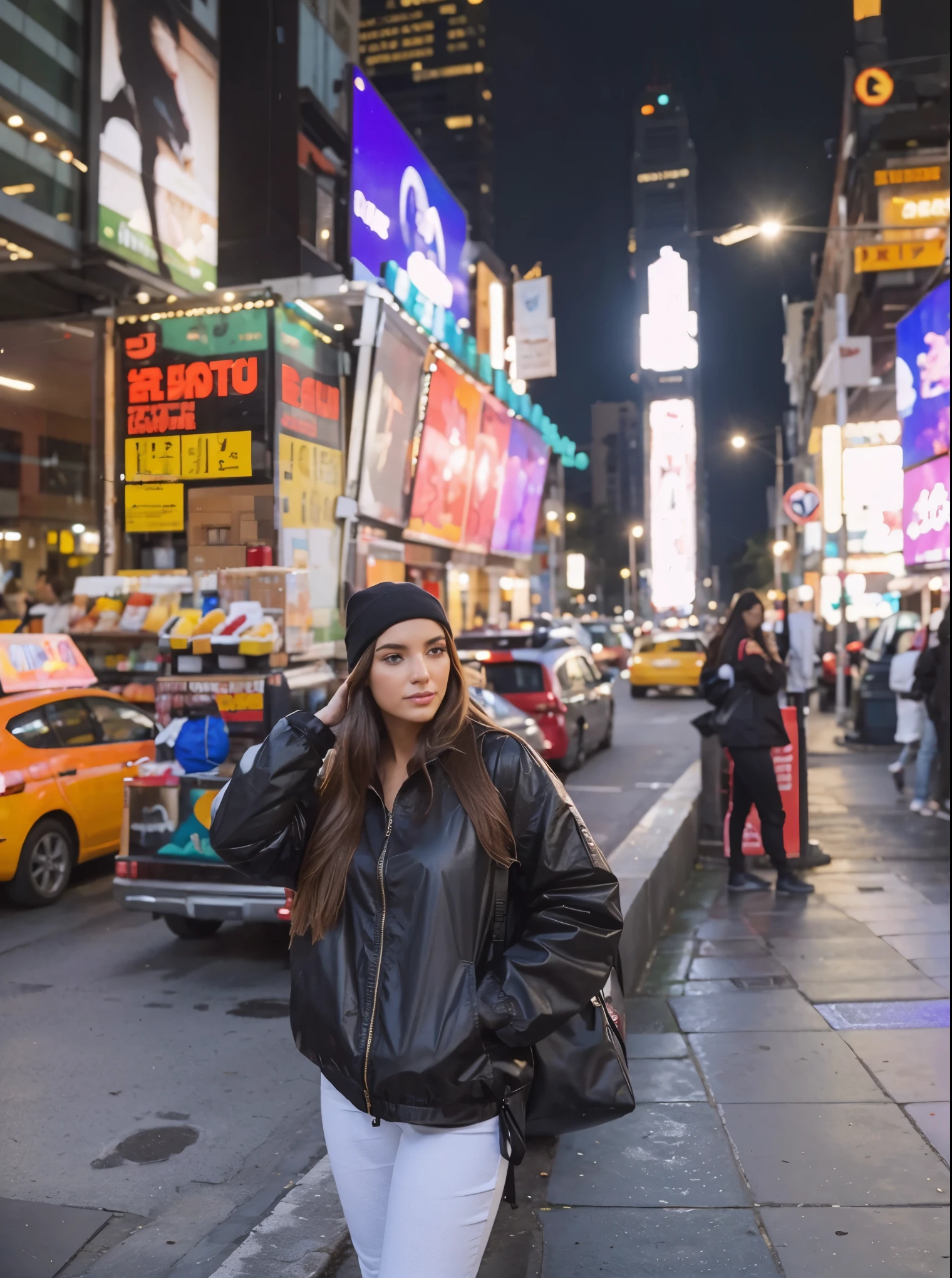 Make Larissa in this same pose wearing an identical outfit in a setting exactly like the one in the photo, cabelo castanho escuro, corpo malhado 