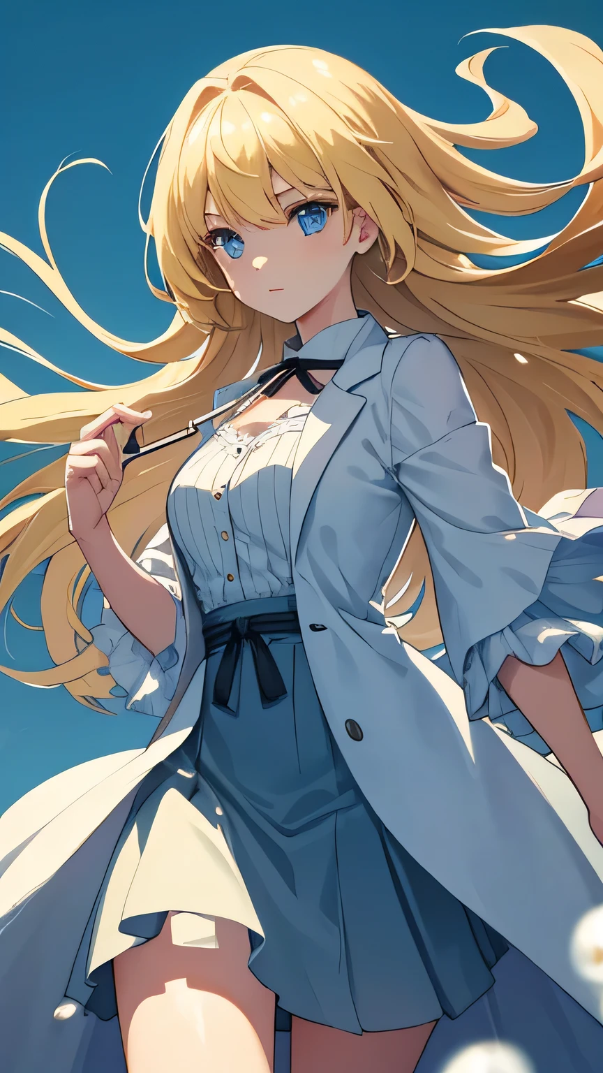 (masterpiece), (highest quality), (Super detailed),(Disheveled Hair),(figure), (One girl), (Fashionable clothes), Are standing, Fashion Model, View your viewers, (interview), (Simple Background),Beautiful fine details, Delicate and beautiful face, floating,(High saturation),(Colorful splashes),Colorful bubbles,(The Shining), Focus on the face, Saber, Blonde, bangs, Hair Ring, Floating Flowers, floating hair, (The Shining), Best lighting, Best Shadow,