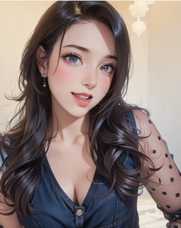 girl, Sweat, vapor, Mid-chest, shy, Fine hand, Watching the audience, Cute Smile