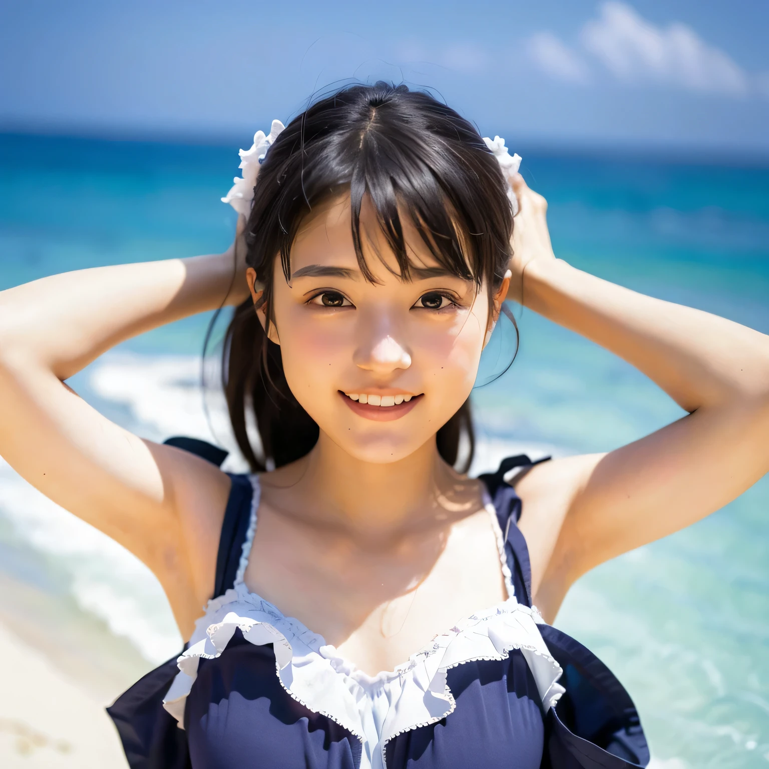 (8k、Raw photo、highest quality、masterpiece:1.2),(((Two Girls,duo,caress,At the Beach))),、Super detailed、Super Resolution、(Ultra-realistic:1.4)、(Blowing a kiss as a camera)From the above、Camera shot from above、Shooting from a top camera angle、I look at this with my eyes、Arms stretched out、spread both arms wide、Use high-quality images taken from the sky with a camera、(Girl on the Beach 1 5 digits:1.3)、、Offshore Girls(Dreamy lighting)Head to waist、、White skin、color proofreading for white woman、Ultra HD、、Beautiful woman proofreading against the light、Amazing details、Highly detailed beautiful girls、(Various patterns of faces 1:1.2)、(Various facial expressions of emotion 1:1.3)、Each hairstyle has its own characteristics、color々Hairstyle、color々The hair color shines with a beautiful luster.、I love fishing on a boat.、Shiny brown hair、One of them has a ponytail、、Modern and cute girl、Highly detailed face、Highly detailed eyes、Extremely realistic skin、 Highly detailed fingers, Highly detailed nose, Highly detailed mouth, Perfect Anatomy, (Off-the-shoulder Lolita outfit 1:1.2)、、Sparkling hair details、Smile with hot teeth、Realistic body, White skin, Glowing Skin, The body is slim, Straight long hair, (Blunt bangs:1.2), , nixeu and sakimichan, 2 times, seifuku, sakimichan, Promotional Steel, Larisa Manovar, Alena Aenami and Lilia Alvarado