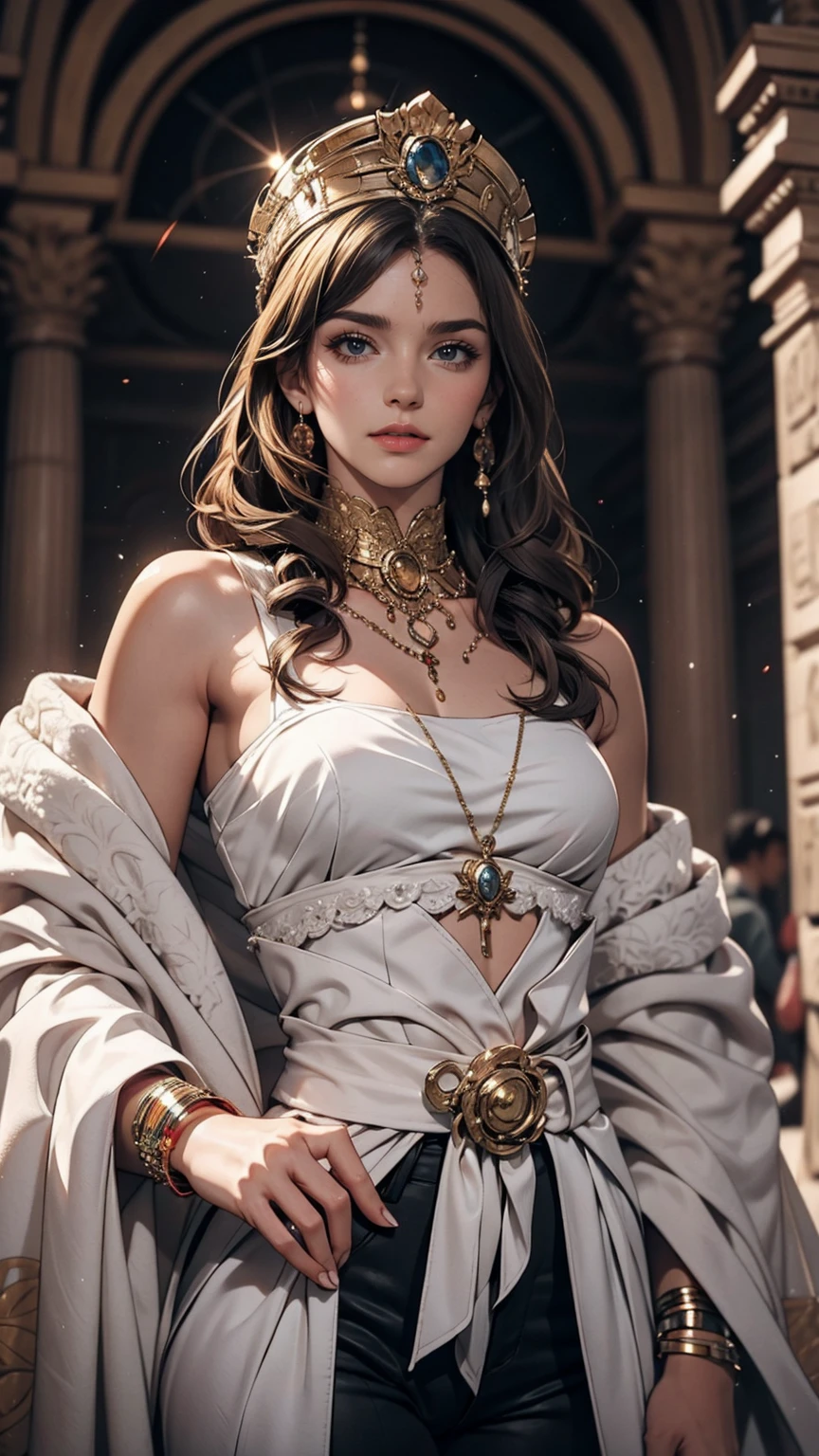 ((最high quality, 8K, masterpiece: 1.3, Ultra HD, high quality, 最high quality, High resolution, realism)) 、It's Cleopatra、Inside an ancient Egyptian palace、Use your body to seduce Julius Caesar of Rome、I don't wear pants、exposed genitals、Never hide