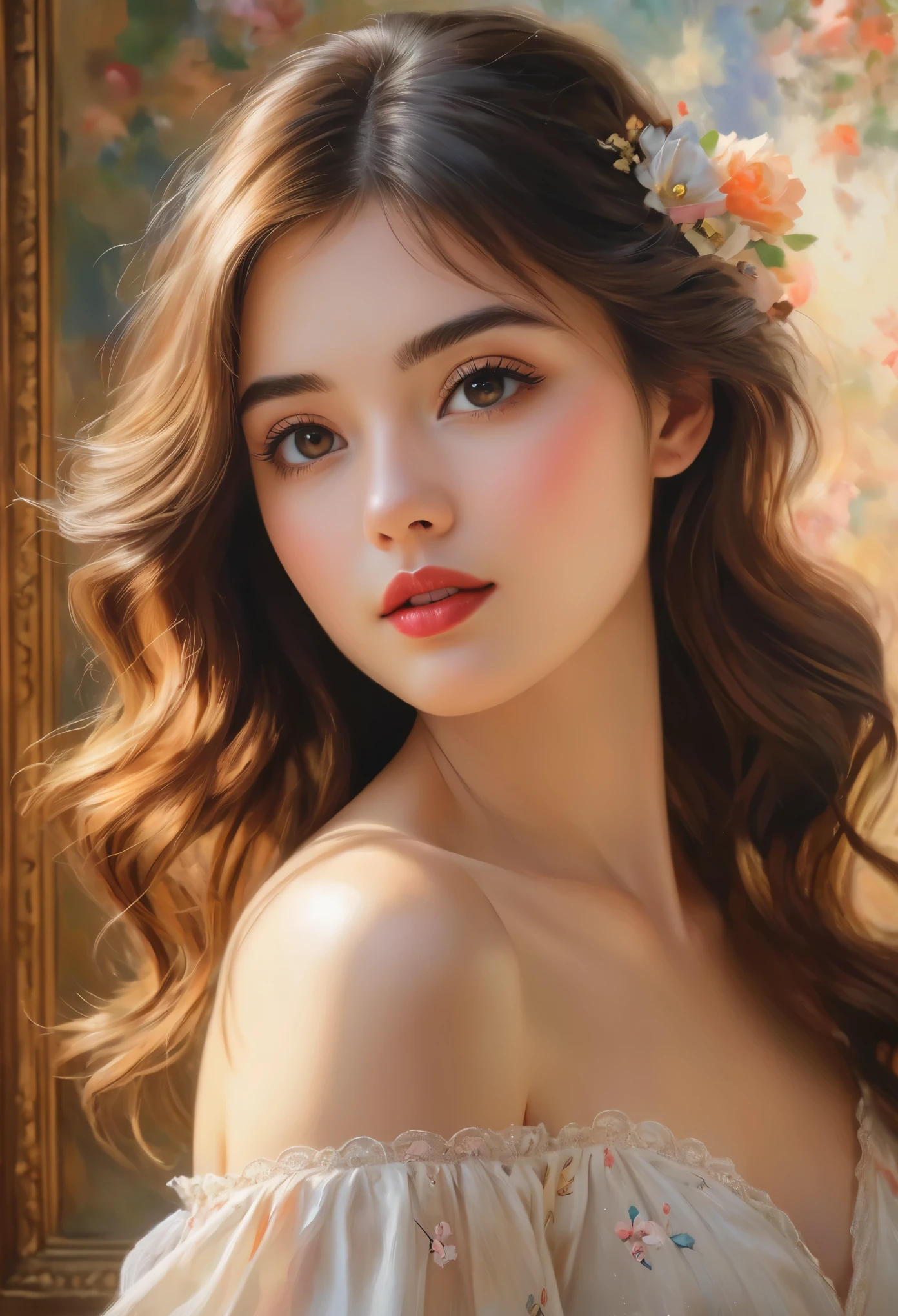 (best quality,4k,8k,highres,masterpiece:1.2),ultra-detailed,(realistic,photorealistic,photo-realistic:1.37),impressionism,nude,model,girl,France,atelier,charming,beautiful detailed eyes,beautiful detailed lips,extremely detailed eyes and face,longeyelashes,elegant,painting,canvas,artist,palette,brushstrokes,soft colors,soft lighting,studio,artwork,subtle brushwork,graceful pose,artistic perspective,serene atmosphere,vibrant colors,impressionistic style,textured background,spontaneous strokes,dappled light,play of light and shadow,airy brushstrokes,impressionist techniques,romantic ambiance,vivid expression,dreamy,ethereal,graceful movement,delicate contours,whispered details,subtle gradients,radiant skin tones,impressionistic artistry,endless inspiration