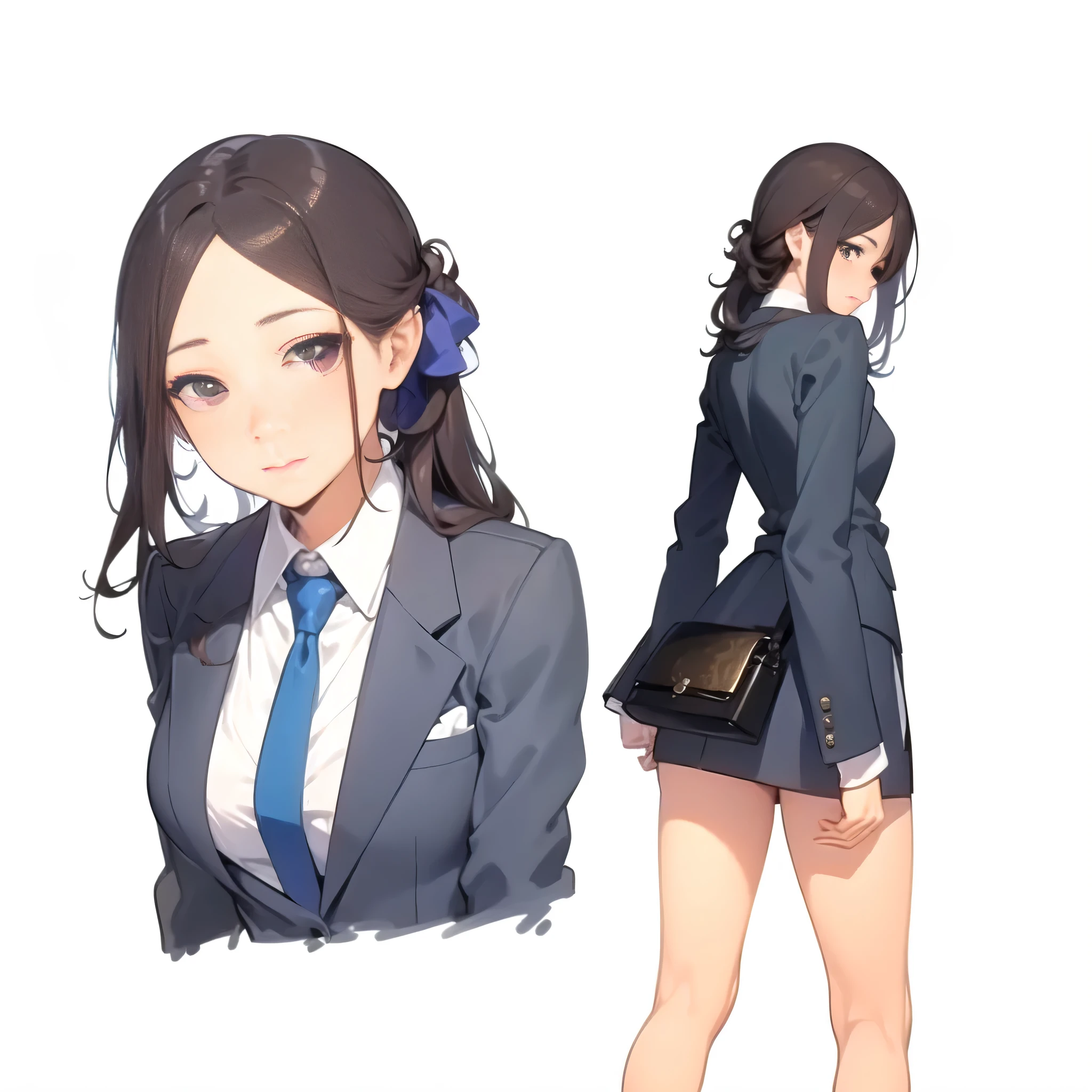anime character of a woman in a business suit and tie, beautiful anime high school girl, a hyperrealistic , realistic , detailed anime character art, smooth anime cg art, hyperrealistic , anime full body illustration, anime visual of a cute girl, attractive anime girl, anime moe artstyle, girl in a suit, anime character art