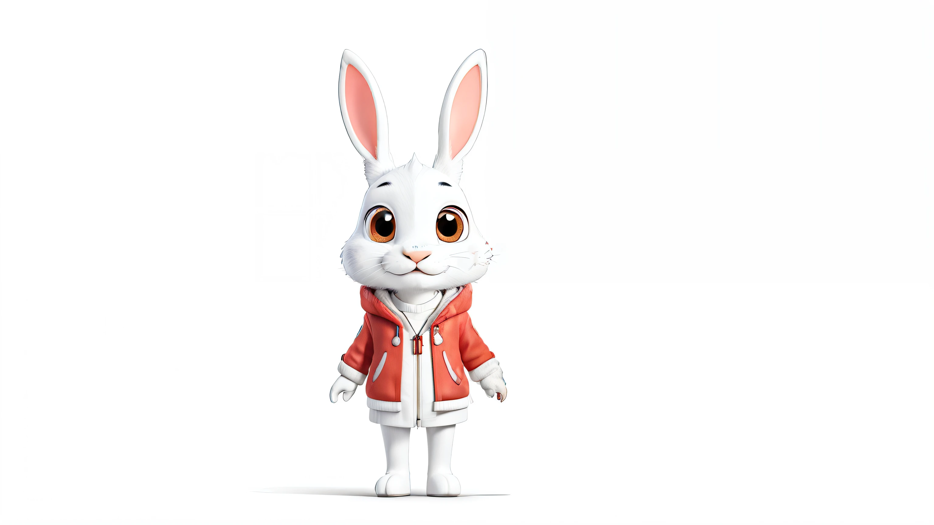 Chinese style elements,Red rabbit,Long ears,feature,Zipper opening,Lovely,ip design,Pure white background,Line Art,Stick Figure