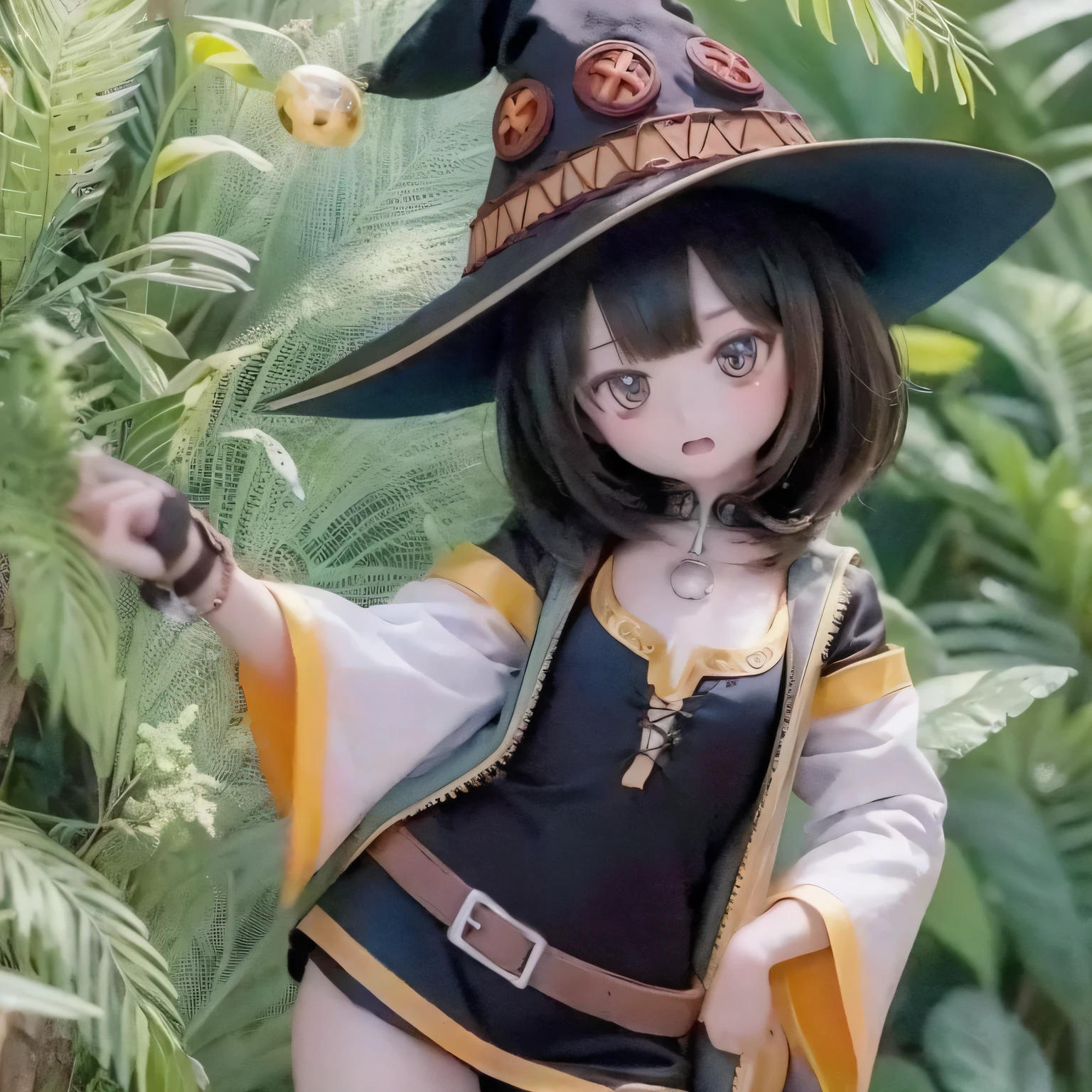 Chibi Contrapposto Big Hat Flat Chest Megumin Girl Photorealistic