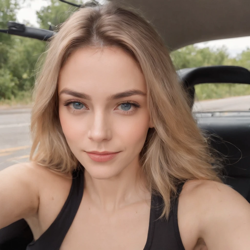 1️⃣ selfie of woman in car, shoulder length blonde with brown highlights and grey eyes wearing black tank top --ar 1:2

2️⃣ selfie of woman in car, shoulder length blonde with brown highlights and blue eyes wearing black tank top --ar 1:2

3️⃣ selfie of an ugly woman in her car, bad photo taken with phone camera, she has shoulder length hair and some blonde highlights, dark brown eyes, wearing black tank top, she is not smiling, shot from the front, low angle --ar 1:2

 selfie of an ugly woman in her car, dark blonde hair with highlights and blue eyes, wearing black tank top, 25 years old, photorealistic --ar 1:2