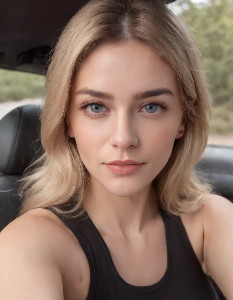 1️⃣ selfie of woman in car, shoulder length blonde with brown highlights and grey eyes wearing black tank top --ar 1:2
2️⃣ selfie of woman in car, shoulder length blonde with brown highlights and blue eyes wearing black tank top --ar 1:2
3️⃣ selfie of an ugly woman in her car, bad photo taken with phone camera, she has shoulder length hair and some blonde highlights, dark brown eyes, wearing black tank top, she is not smiling, shot from the front, low angle --ar 1:2
selfie of an ugly woman in her car, dark blonde hair with highlights and blue eyes, wearing black tank top, 25 years old, photorealistic --ar 1:2