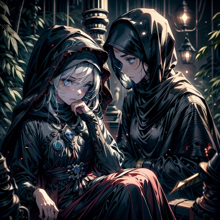 gorgeous, masterpiece, best quality, highres,4k, wallpaper, intricate, detailed, rpg, lord of the rings, vintage, dark room, indoor, poor, no money, small breast,kneel down prayer, Three Strand Braid hair, profile, not facing viewer.Muslim abaya,
Masterpiece, Best Quality, High Quality, 1 blind little girl, children, young girl, poor,cloth blindfold, wear black Muslim abaya, praying, Medieval style, cloth cover eyes, (surrounded by grey light),, (Darkness:1.8), Abstraction, Award-winning photography, Depth of field, HDR, Very detailed, Trending in art stations, Trending in CGsociety, Complex, High detail,(Masterpiece:1.2, Best Quality), (dark Lighting, Very Delicate and Beautiful), (Beautiful Detailed Face), (Detailed Face:1.2), gray dark hair, pale skin, pointy_ears, thorns
scar on hands, cross scar on body, sad face, innocent, not looking camera, looking to the ground, blindfold, not showing eyes, bonny, skinny body, small chest, great devoutness