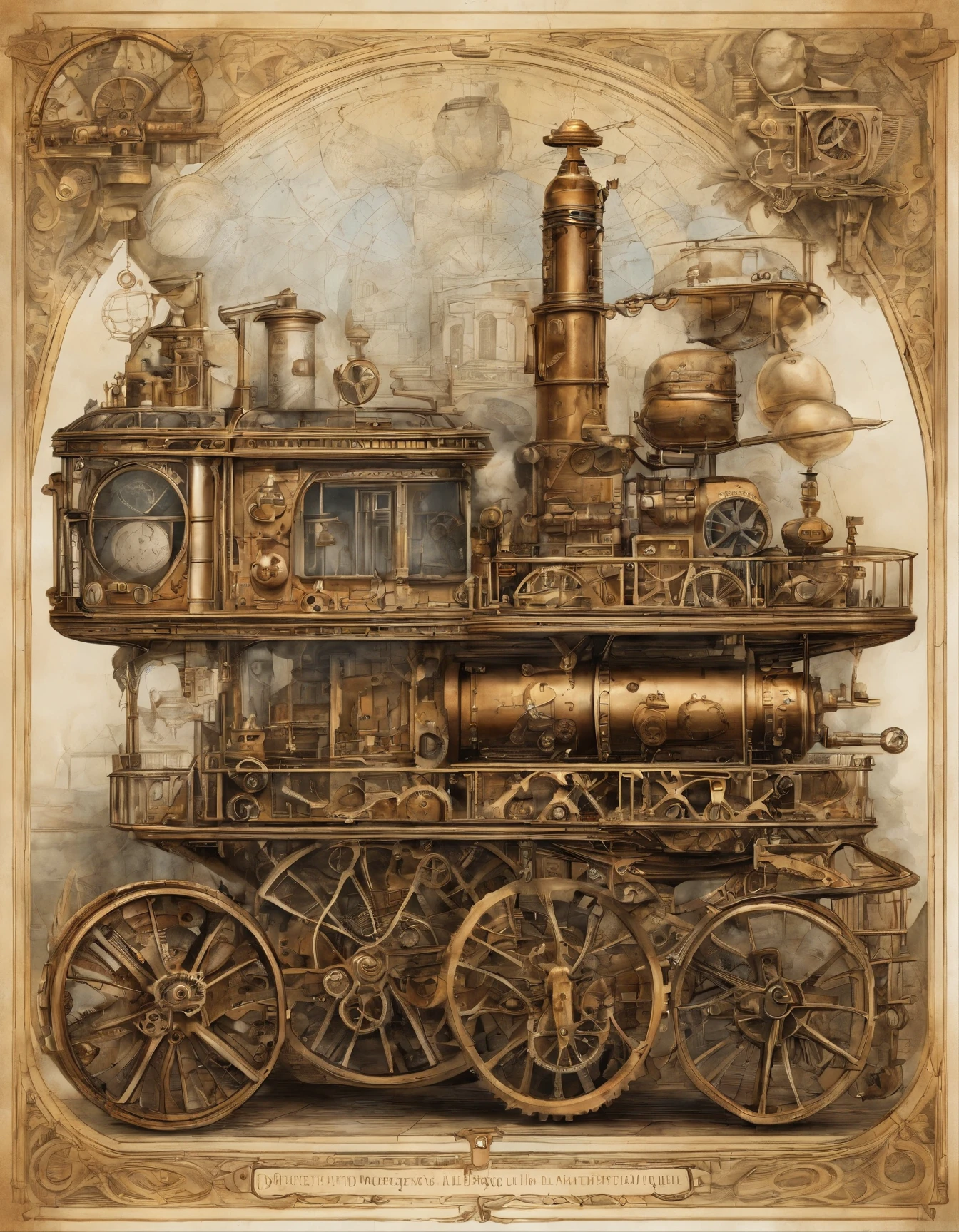 ((((masterpiece, best quality, ultra detail, very_high_resolution, large_filesize, full color))))、airship、(((gear)))、(((gear))), Precisionな機械、Internal structure、High definition、assembly、Precision、steampunk、