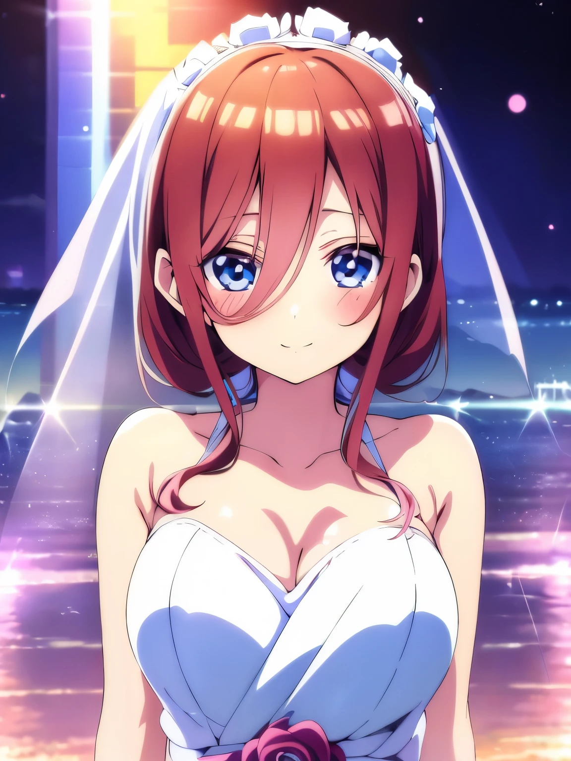 ((masutepiece)), ((Best Quality)), (Ultra-detailed), Anime style, Cute  s, 1girl in, Solo, bride, June Bride 00, ((Beautiful eyes))0, Smile