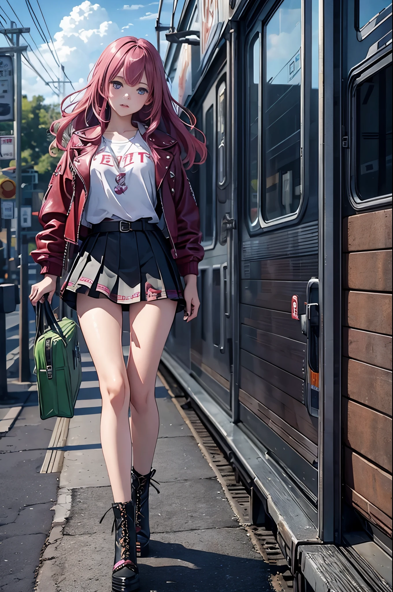 (((realistic))) photo, (full body), masterpiece, highest quality, high detail, (cinematic light:1.1), solo focus, sfw, 1girl, (sorrow, cry), schoolgirl, sit on stairs in the rain, (smile:0.5), (small breasts:1.1), (short:1.0), school uniform, (see through white frilly shirt:1.15), wet, (heavy_rain:1.6), shy, embrassed, (flashing panty:1.2), little school backpack, (pink hair:1.15), (2 side braid hair:1.3), (cyberpunk city sidewalk, cyberpunk cityscape background:1.31), (neon lights), detailed lighting, depth of field,
