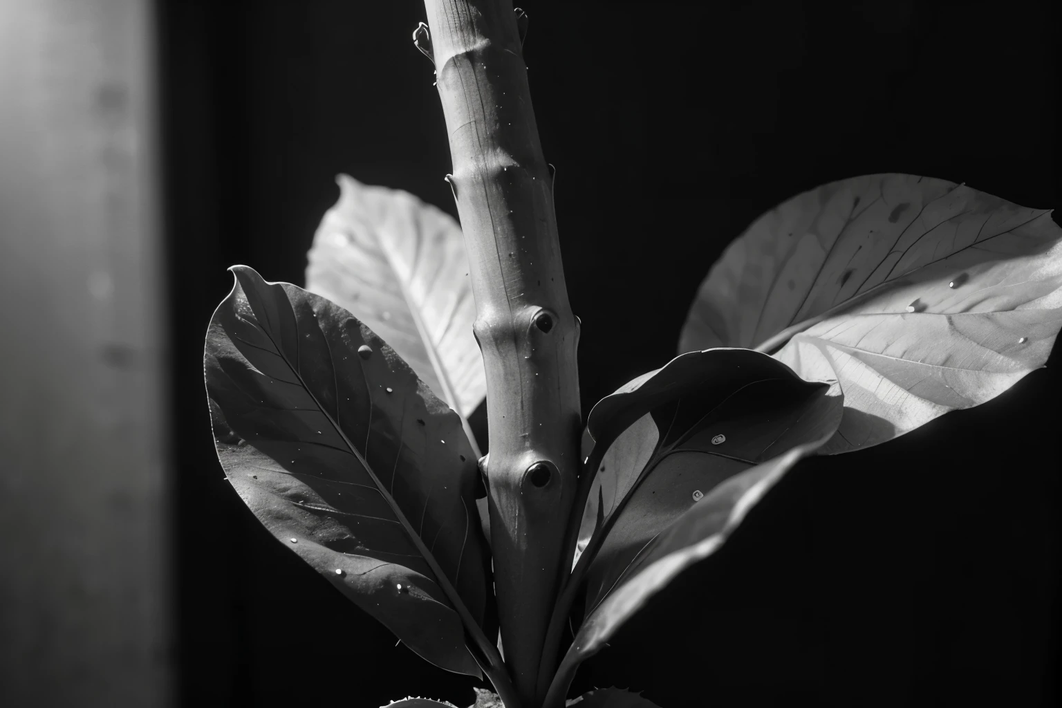 photo of a tree leaf zoomed realistic in black and white