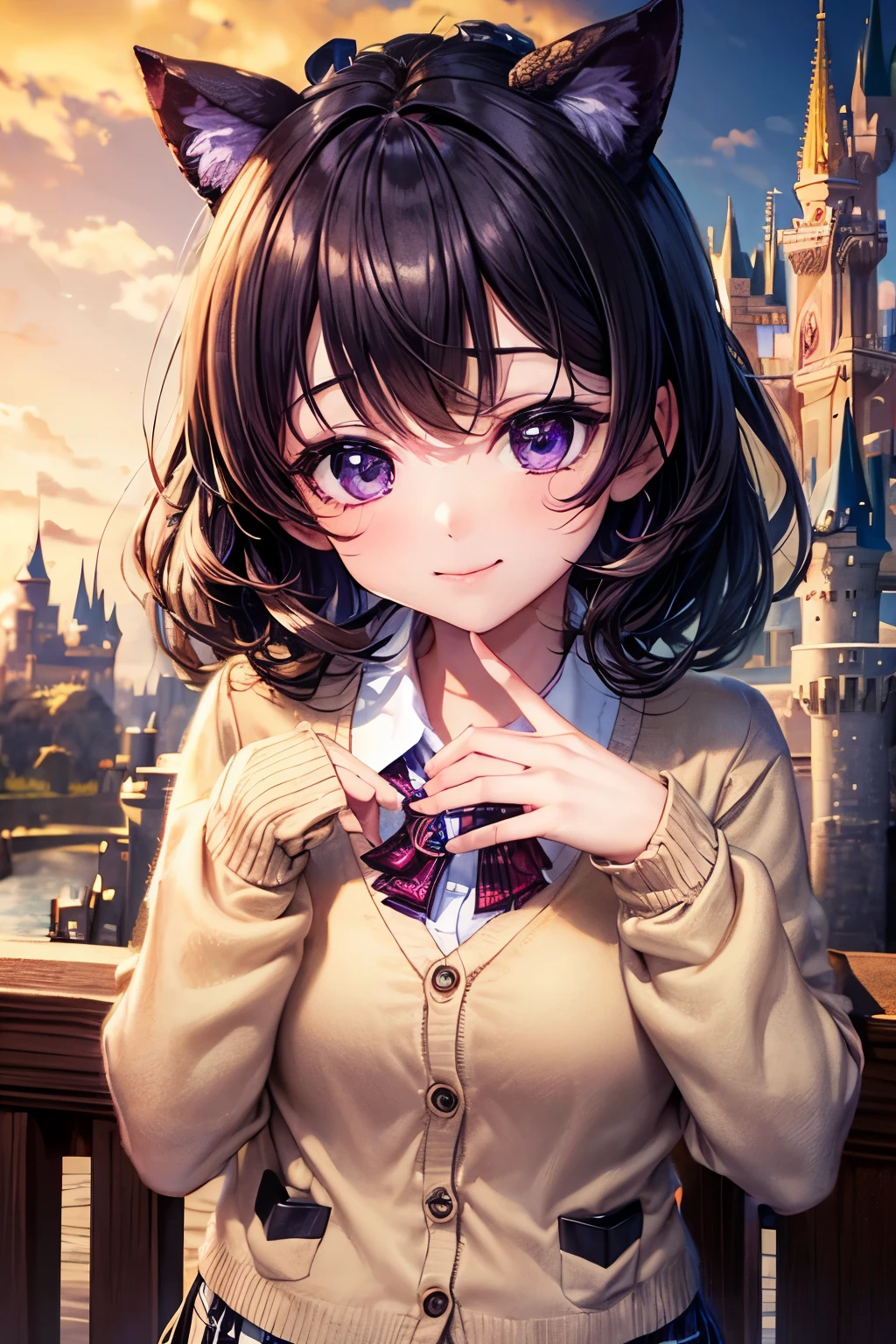 disneyland, (cinderella castle background,:1.3), 32k,