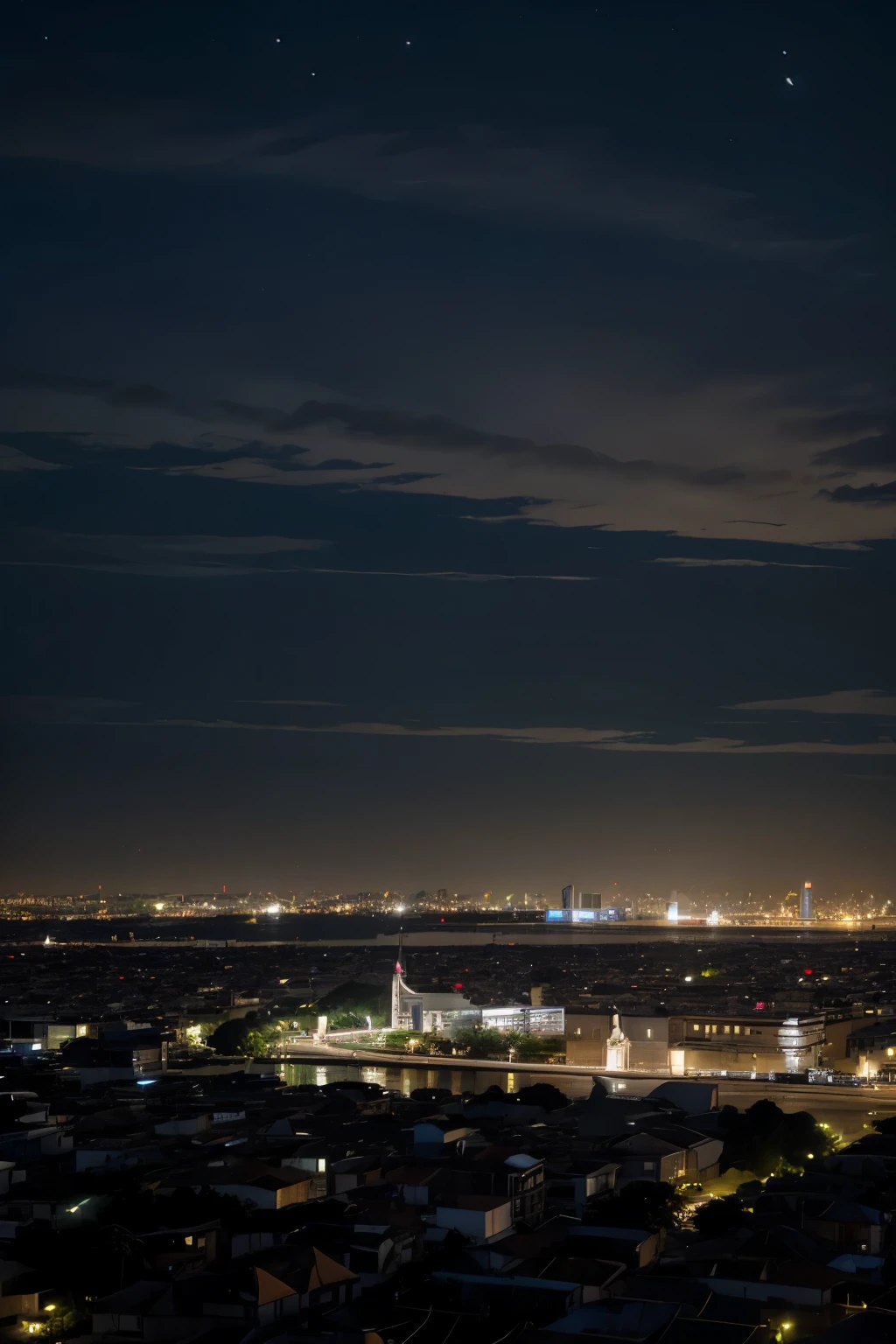 paysage de ville la nuit realiste avec beaucoup de qualité d image