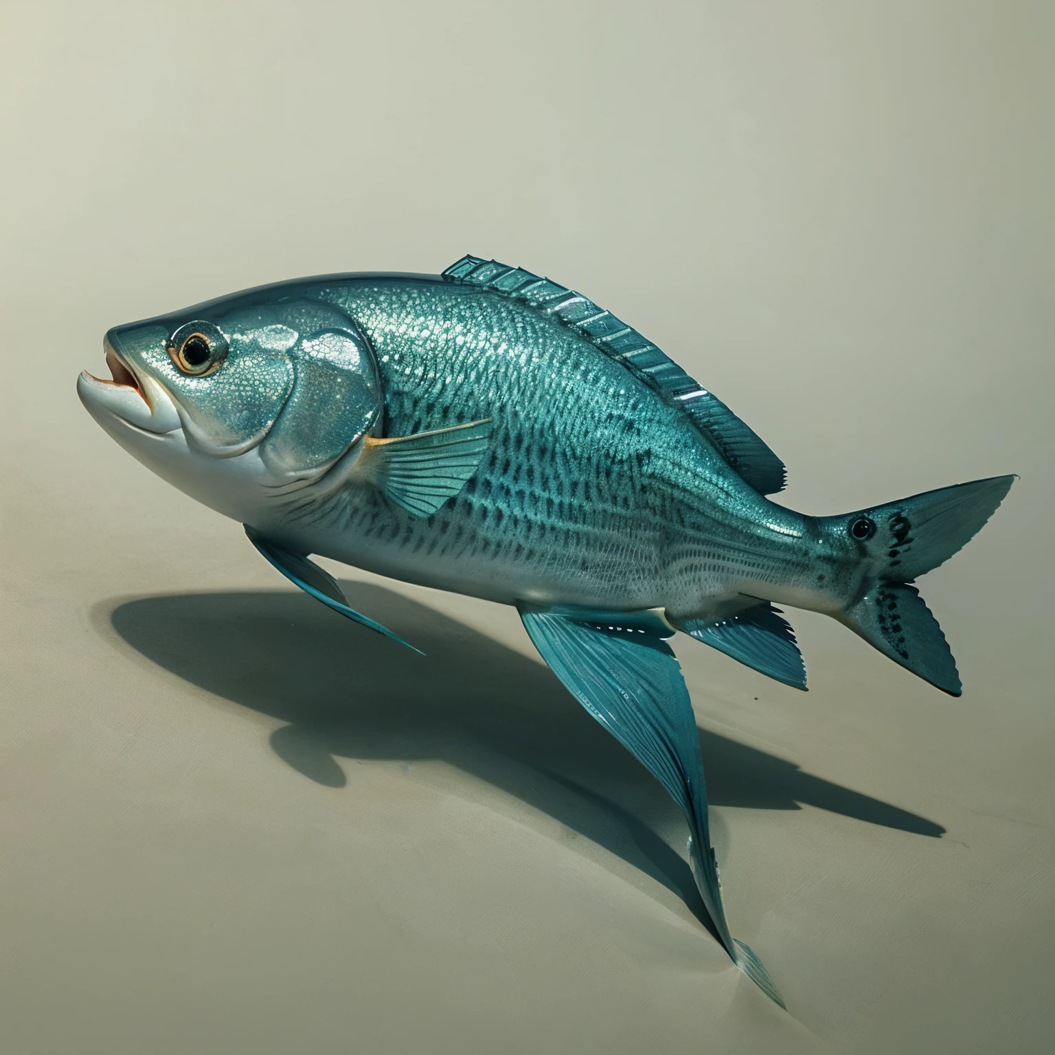 Draw a fish that can camouflage has a streamlined body shape mucus coating counter shading schooling behavior