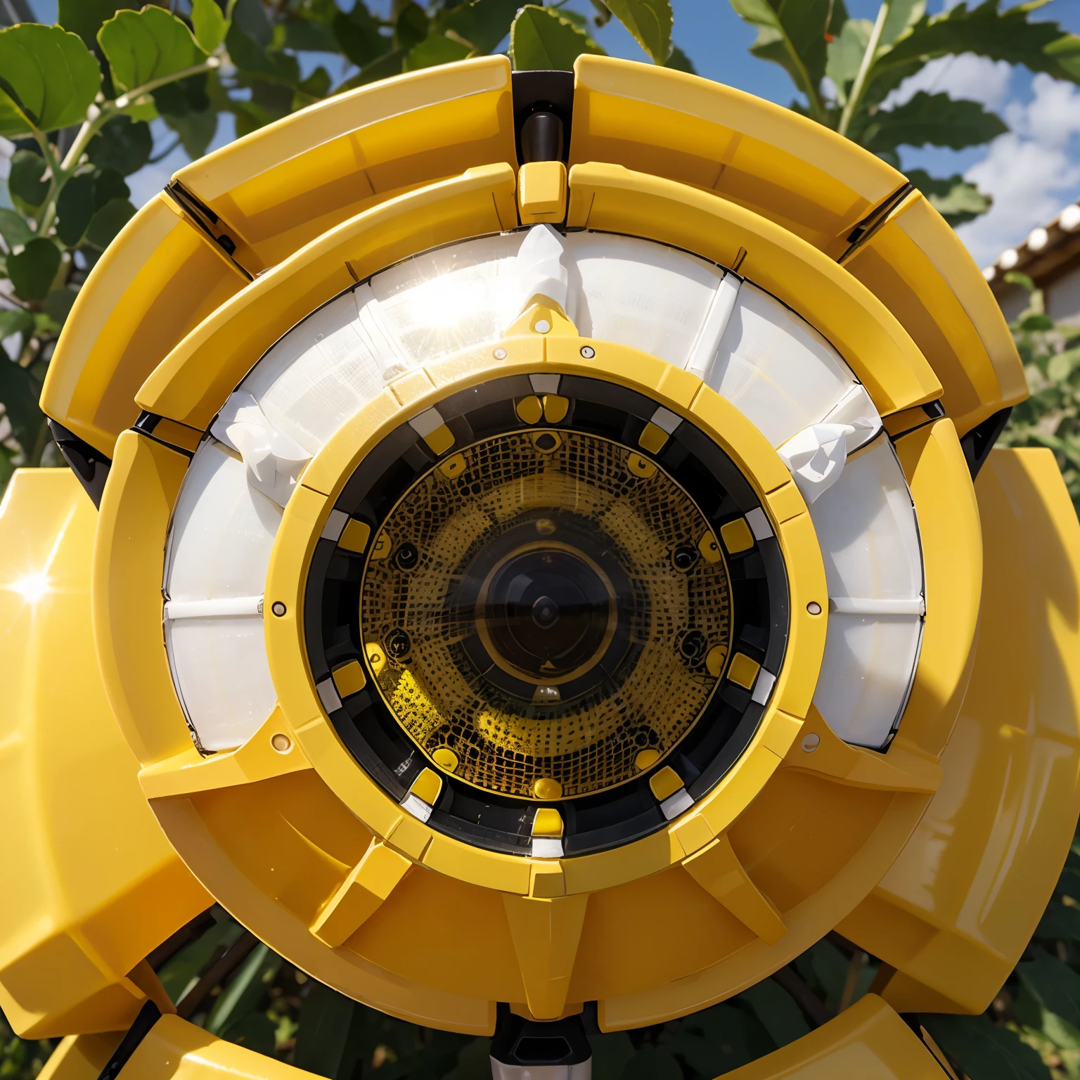 product design, protector solar, envase blanco con amarillo, abeja, ((solarbee))