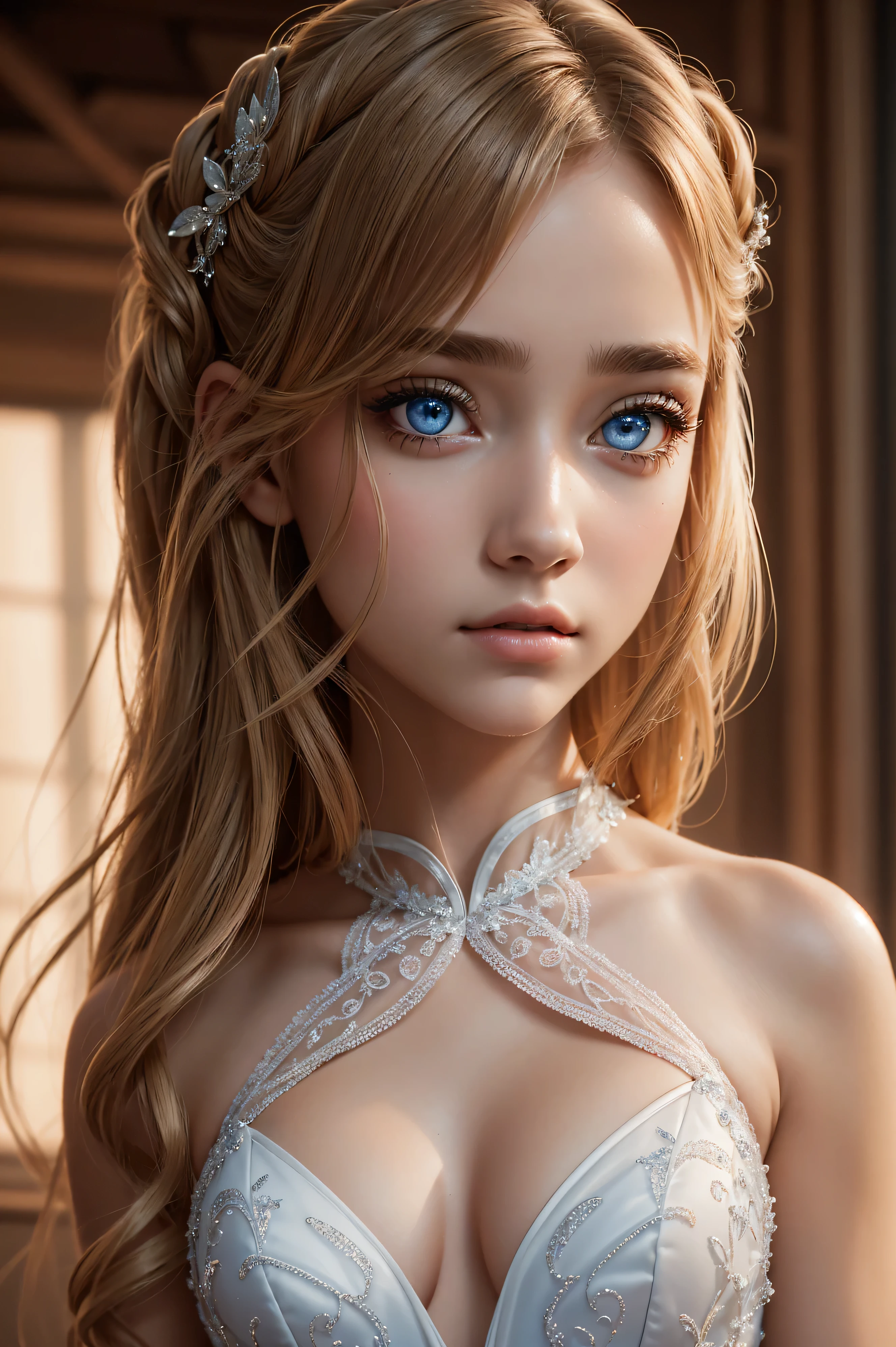 Brynn Cartelli, wearing ball gown siren costume transparent. professionally retouched, soft lighting, realistic, smooth face, perfect eyes, sharp focus on eyes, 8 k, high definition, insanely detailed, intricate, elegant. against the background of the school room.