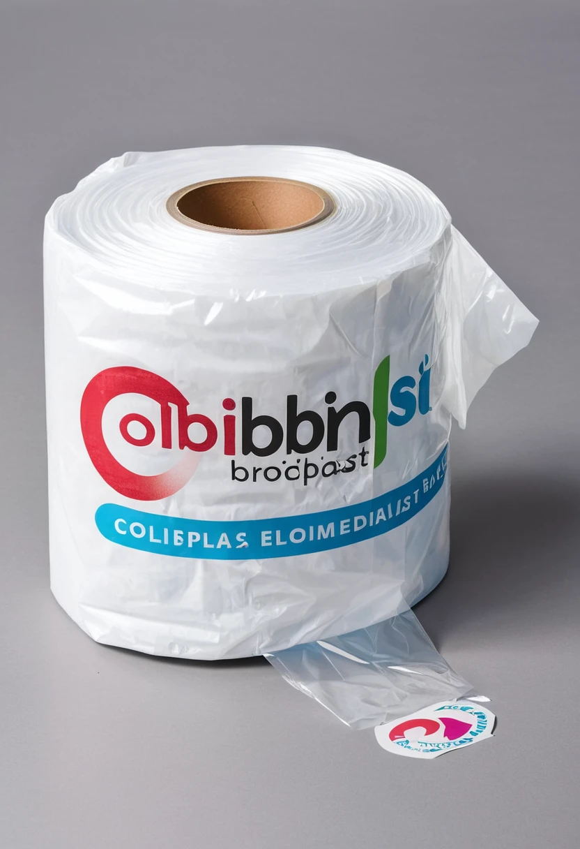 Believe me, an image of a roll of plastic bags with a sticker that says colbiplast logo and has biodegradable elements on the sticker.