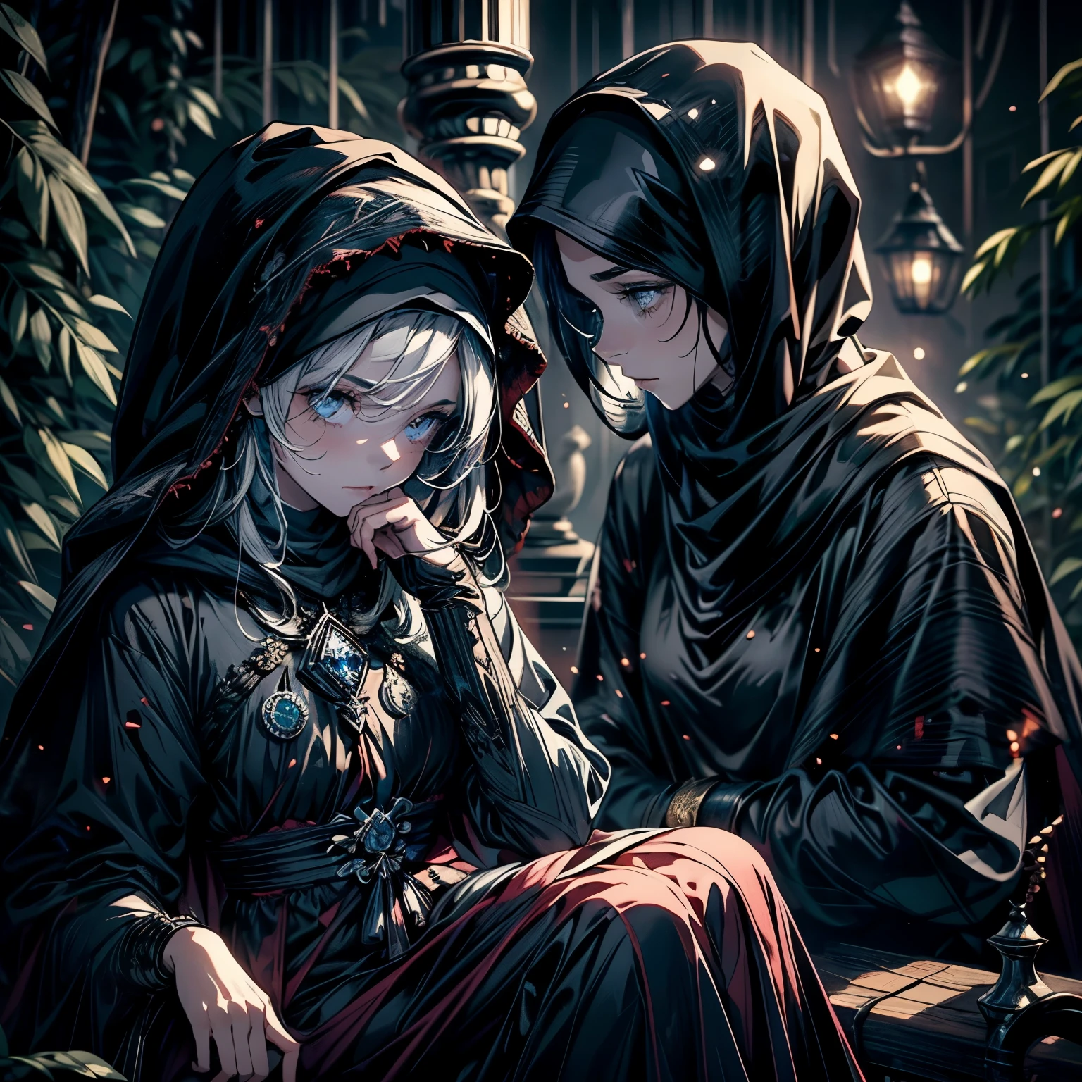gorgeous, masterpiece, best quality, highres,4k, wallpaper, intricate, detailed, rpg, lord of the rings, vintage, dark room, indoor, poor, no money, small breast,kneel down prayer, Three Strand Braid hair, profile, not facing viewer.Muslim abaya,
Masterpiece, Best Quality, High Quality, 1 blind , children, young girl, poor,cloth blindfold, wear black Muslim abaya, praying, Medieval style, cloth cover eyes, (surrounded by grey light),, (Darkness:1.8), Abstraction, Award-winning photography, Depth of field, HDR, Very detailed, Trending in art stations, Trending in CGsociety, Complex, High detail,(Masterpiece:1.2, Best Quality), (dark Lighting, Very Delicate and Beautiful), (Beautiful Detailed Face), (Detailed Face:1.2), gray dark hair, pale skin, pointy_ears, thorns
scar on hands, cross scar on body, sad face, innocent, not looking camera, looking to the ground, blindfold, not showing eyes, bonny, skinny body, small chest, great devoutness