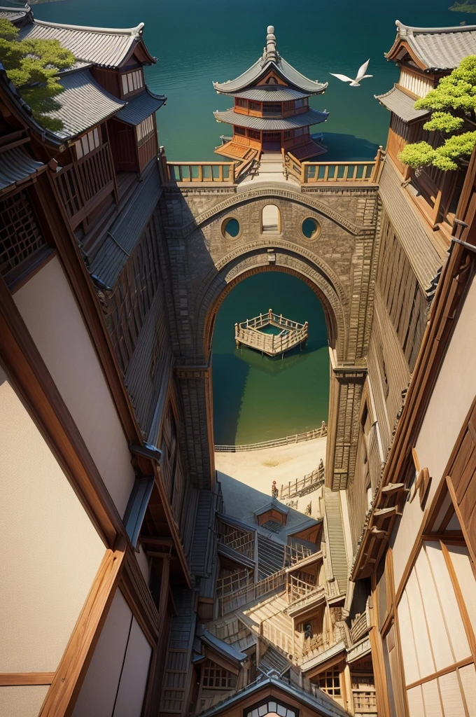 Trick Art、Escher、Bird's Eye View、Japan風建築、Japan、Japanese style
