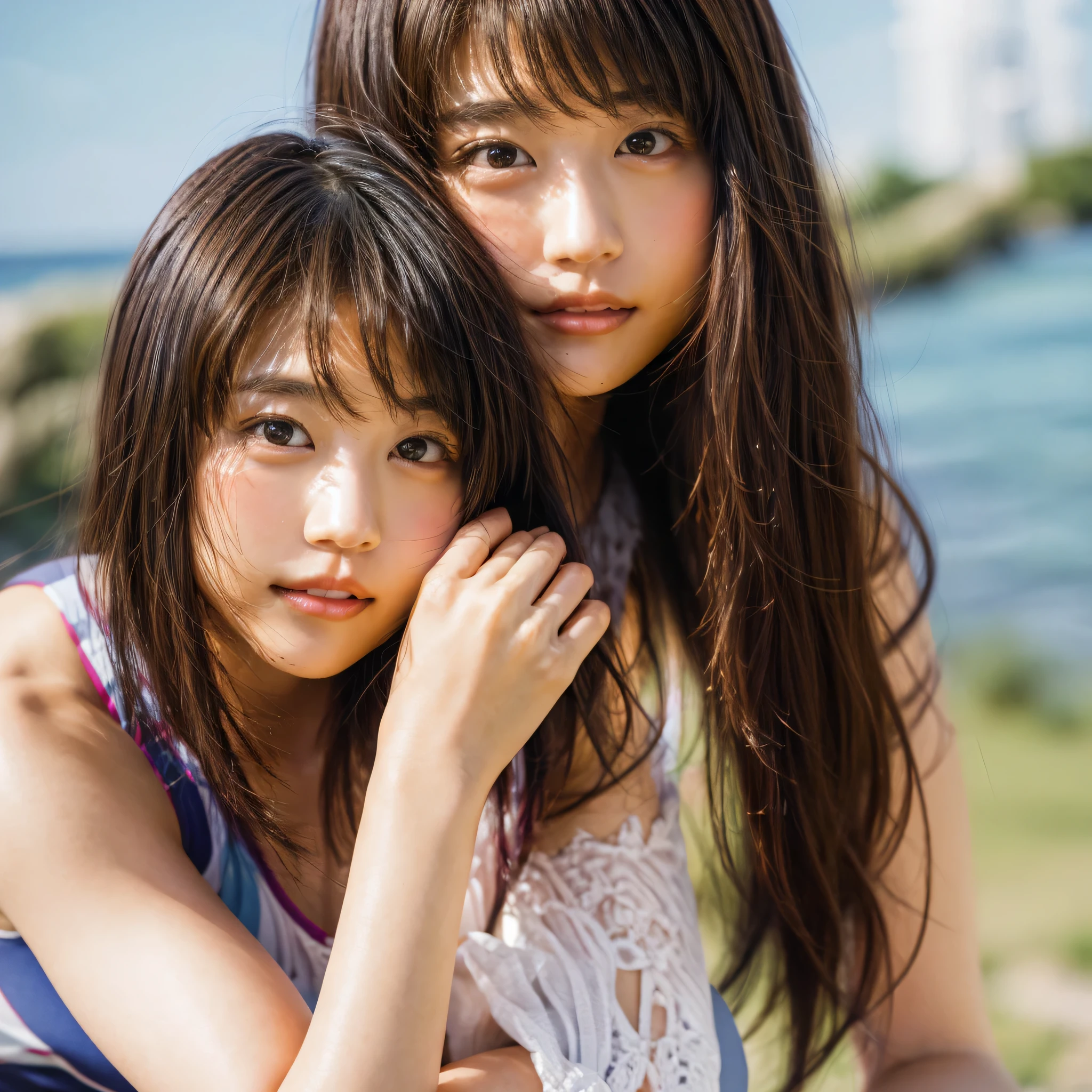 Beautiful identical twin sisters、(8k、RAW Photos、highest quality、masterpiece:1.2)、(Realistic、Photorealistic:1.37)、Very detailed、超A high resolution、1 girl、Genuine uneven frame included.、Kasumi Arimura、Seeing the viewer、Beautiful and dense face、smile、narrow、(Muscular style) :1.3)、Gymnastics、Beautiful, smooth skin、Skin Texture、Professional Lighting、Whole Body Ezbian、I'I am doing muscle training.....、(Muscular body)、Hold dumbbells