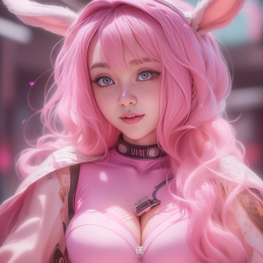 1girl, (((solo))), ulzzang-6500-v1.1,(raw photo:1.2),((photorealistic:1.4)),best quality ,masterpiece, illustration, an extremely delicate and beautiful, bunny ears, extremely detailed ,CG ,unity ,8k wallpaper, Amazing, finely detail, official art,extremely detailed CG unity 8k wallpaper,absurdres, incredibly absurdres, huge filesize, ultra-detailed, highres, beautiful detailed girl, extremely detailed eyes and face, beautiful detailed eyes,light on face,cinematic lighting,((extremely pink tight suit clothing)),1girl,full body,full-body shot,looking at viewer,((light pink hair)), red eyes,((bliss)), best detailed background, ((cosplay)), (smile), twintails, (((sexy))), detailed breasts and shaved pussy