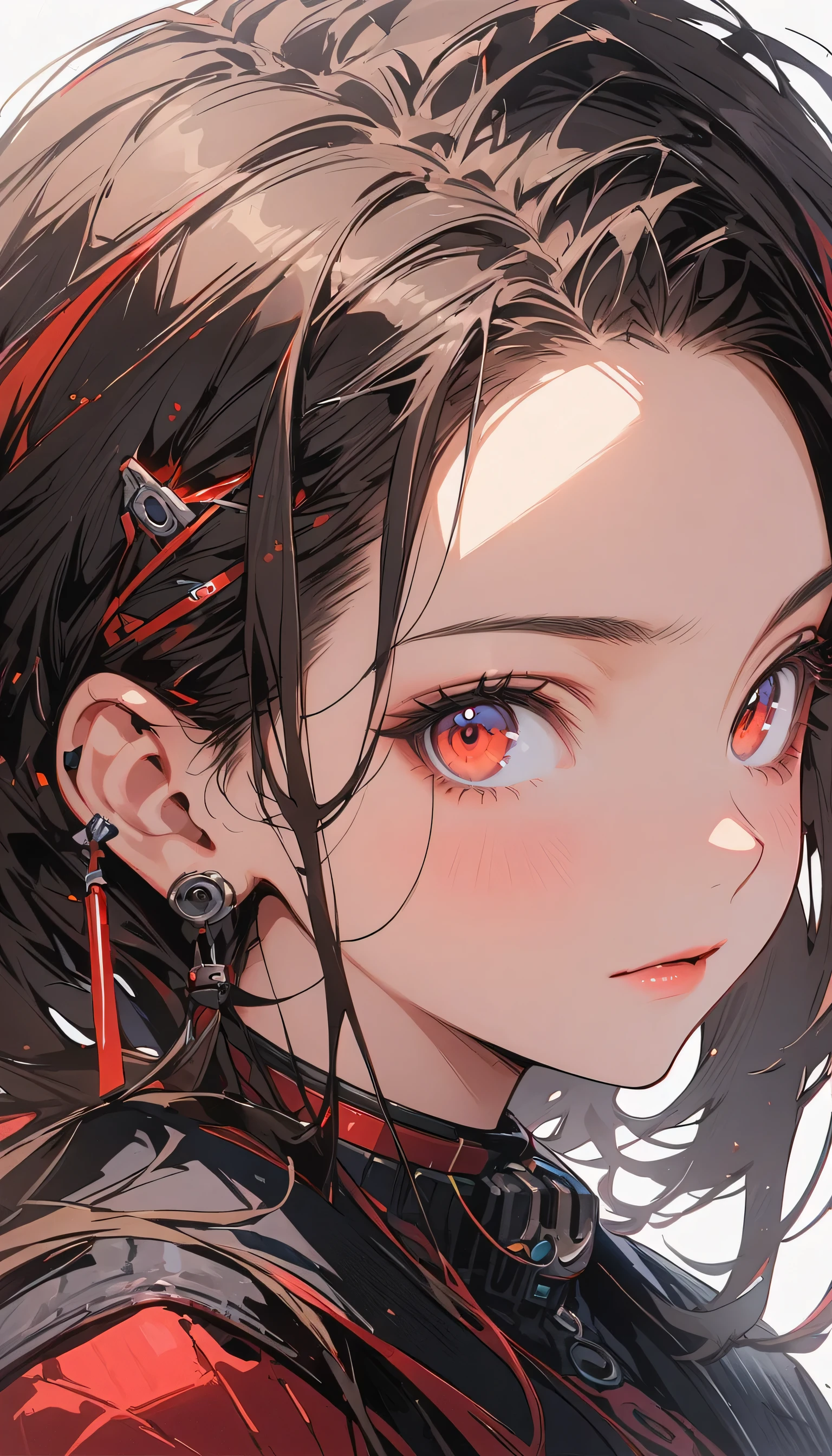 (highest quality、masterpiece、High resolution、detailed)anime style、flat style、(Shining Eyes、Beautiful Face), BREAK,1 girl、Close-up of woman in black and blue dress, Highly detailed digital art in 4K, Detailed 4K digital art, Digital Art 4k, Amazing digital illustrations, Beautiful SF Girl Portrait, SF Women's Portraits, Digital Art 4k, Portrait of a cyberpunk girl, Beautiful cyberpunk girl face, Epic portrait illustration 、Dynamic Angles、anime