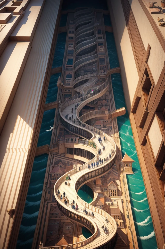 Trick Art、Escher、Ultra-wide-angle lens、Bird's Eye View