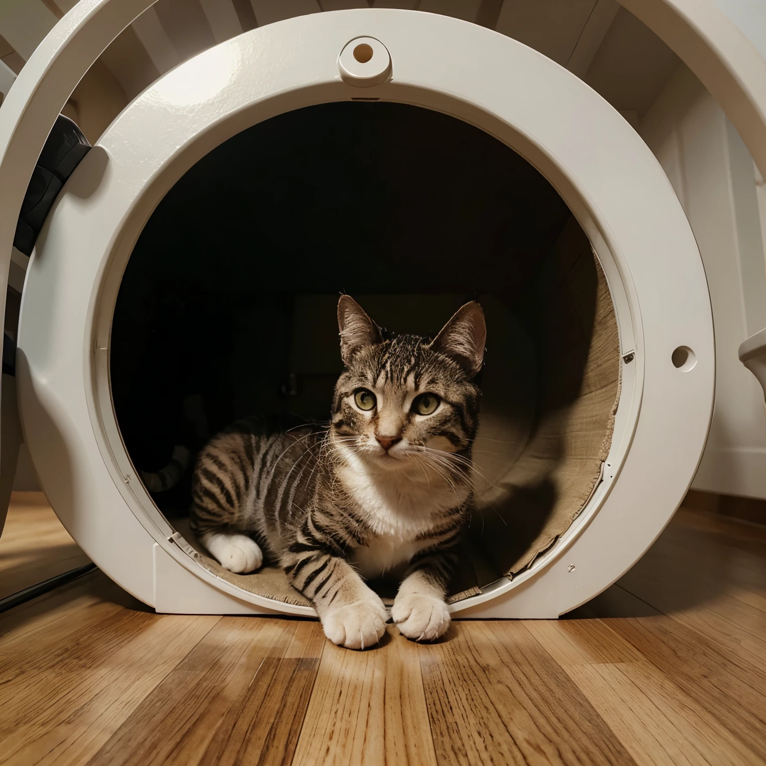 Crie uma imagem de um gatinho saindo de casa em um mundo encantador estilo Disney pirlex