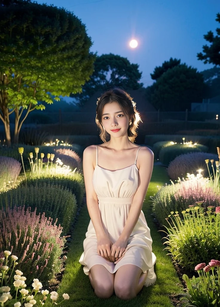 17 year old beautiful girl、Japanese、Highest quality、Realistic、16K、Baby Face、Young face、With bangs、See-through banks、Larger breasts、1 girl, alone, whole body, (masterpiece:1.21), (highest quality:1.2), colorful, (figure:1.2), (Cinema Lighting:1.1), (Bare shoulders:1.21), (clavicle:1.21)
In this whimsical and fantastical garden, The scene is illuminated by a rainbow (Multicolored fireflies), Dancing in the air. The garden is decorated in a tranquil setting (Drizzle), Creates a foggy, dreamy atmosphere. In the center of the scene is the、With a cute face and an innocent expression、There is a very delicate and beautiful girl。. Her long hair flutters in the wind. She's not wearing a super low-cut shoulder strap dress, Accentuating her delicate curves.
moonlight、The full moon night sky lighting is very delicate and beautiful., Creates a soft, warm glow, Make the water stand out、shine like a diamond. Even the finest grass is illuminated, Create rich and luxurious carpets. The garden is surrounded by colorful flower fields, Mr.々Flowers of various colors and shapes bloom. (coloured butterflies) You can see them flapping their wings., All shades and sizes, Adds to the overall sense of wonder and magic. (View AI Viewer), Her nose is red、Mouth slightly open。, Overall, it has a sense of innocence and youth.々It gives a sense of beauty.. I see petals falling all around her, Enhances your overall sense of romance and beauty. A gentle breeze blows through the landscape, Leaves rustle, Flowers swaying, Increases overall movement and life. This is a sight of pure wonder and magic., Full of color and beauty, Immerse your audience in a fascinating and captivating world.whole body姿、panoramic、smile、Shooting from a distance