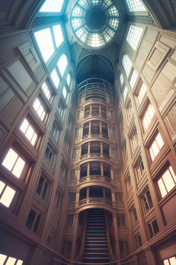 Trick Art、Escher、Looking up from below inside a giant jungle gym、Fisheye Lens、