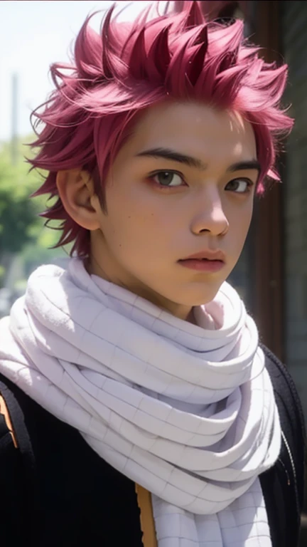 masterpiece, best quality, high quality, 1boy, solo, male focus, looking at viewer, upper body, natsu_dragneel, pink hair