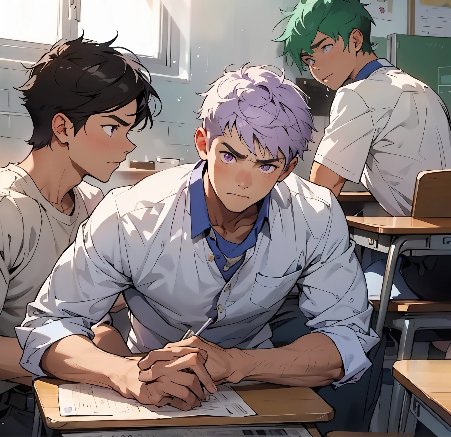 cute boy is upset 17 years old purple eyes