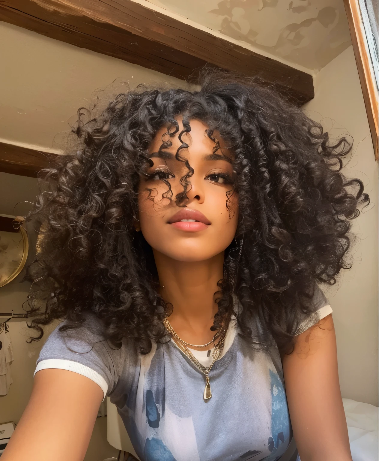 Garota negra, cabelo cacheado