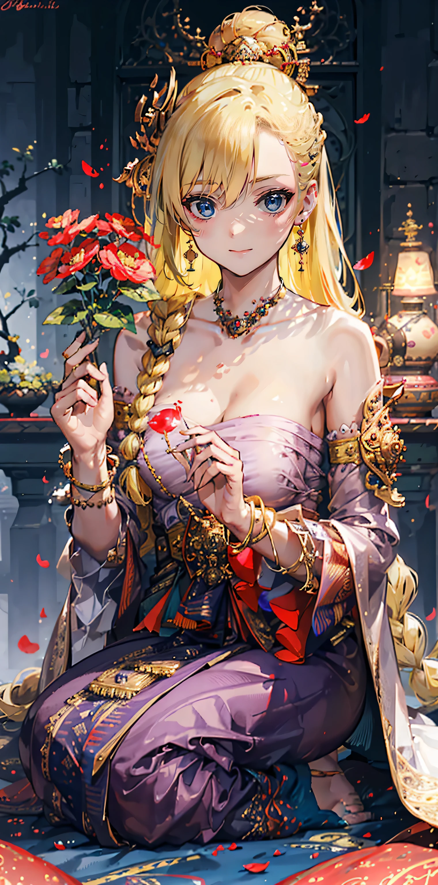 well built，Best build quality ,Masterpiece, lamp, Very beautiful, Very meticulous ,CG ,Yoon ,8k wallpaper, Amazing cleavage, Detailed pubic hair, Masterpiece,best quality,official art,Extremely detailed CG-8k wallpaper,Ridiculous resources, Absolutely ridiculous., The file size is very large. , Very fine, High resolution, Very meticulous,Meticulous beautiful girl, Very fine eyes and face, beautiful eyes,There&#39;s a light on the face.,1 younger sister, (Shen He\Genshin Impact), (Exaggerated), (((blonde hair))), (single braid), long golden hair, (E Blue Eyes), ((His long bangs covered one eye.)), (((hair in one eye))), (((Bangs covering right eye))), ((decorations)), ((Tassel Earrings)), (((Describe the arm in detail.))), (((Awesome mistake)), ((Long and slender body)), (), ((Plum)), (Detailed description of hair), (shoulder), ((collarbone)), ((shoulder cropped)), (Glowing skin), (Detailed description of the face), (Detailed explanation of metaphysics), (Clear and radiant skin), No competitors, (ultimate beauty), (Red lipstick), (Shy ), ( smile), , ((collect flower petals), ((long sleeve)), ((wide arms)), thin line, break through, ( In this matter#39;Bedroom for viewers)), , ((Any position is fine.)), (Sit down on the floor.)), ((There is a lot of water in the body.)),big breasts,I saw nipple bulges in the cloth.,Breast mouse