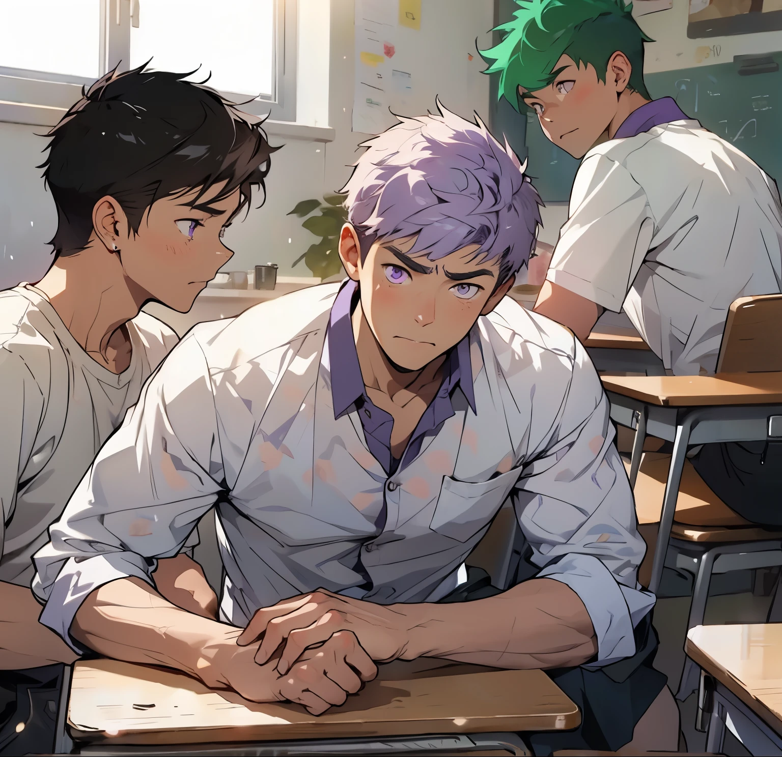  cute boy is upset 17 years old purple eyes 