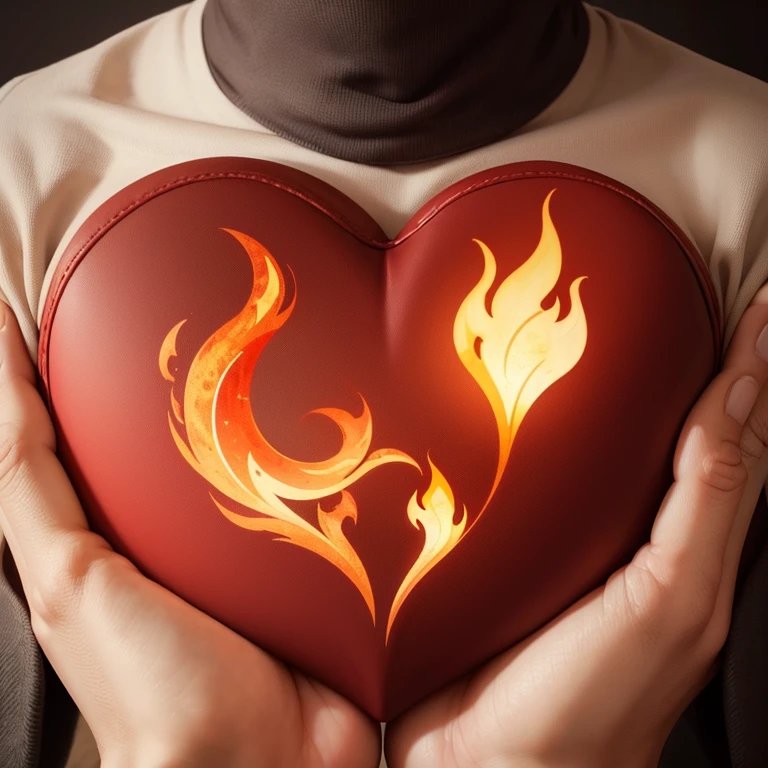 The symbol was designed using a heart shape and a burning flame.、Humans are nothing、Only Mark、