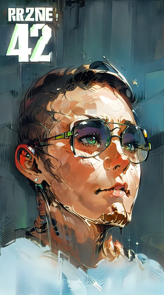 a nice guy portrait, in sunglases, standing in desert, clouds, cyberpunk, mecha, gandam, robots, glam, post apocaliptic world, blade runner inspired, anime, manga style