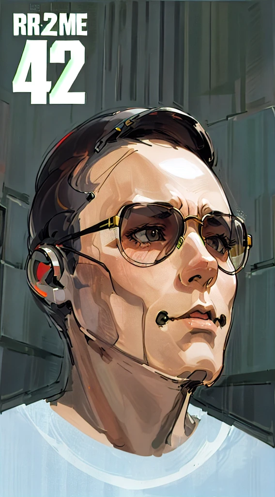 a nice guy portrait, in sunglases, standing in desert, clouds, cyberpunk, mecha, gandam, robots, glam, post apocaliptic world, blade runner inspired, anime, manga style