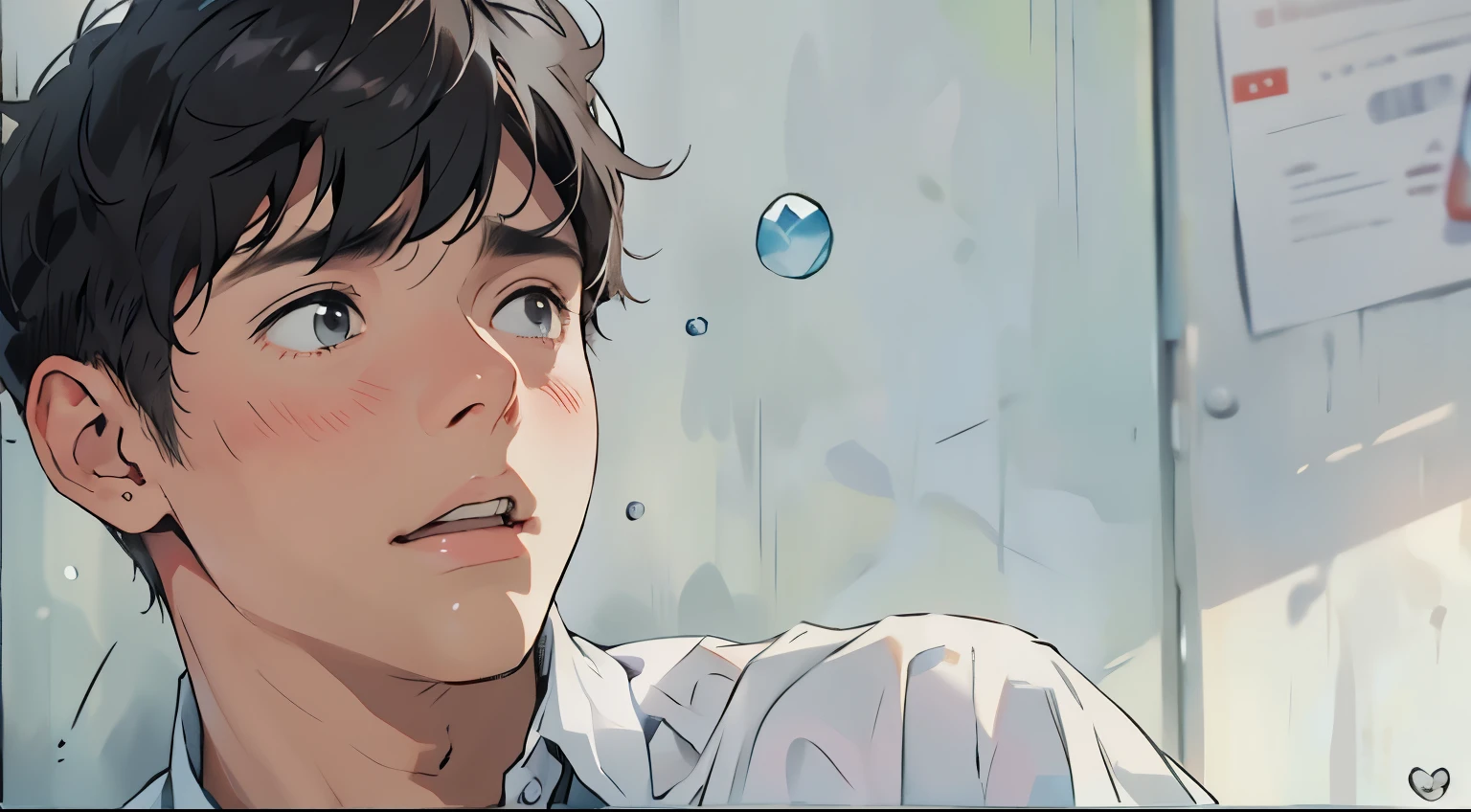  cute boy is in shock sad depressed suffers from depression 17 years old black eyes 