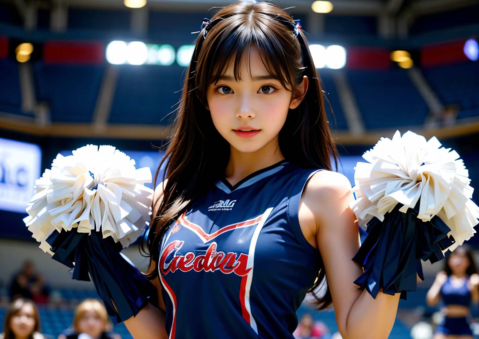 A beautiful girl in a cheerleading uniform
