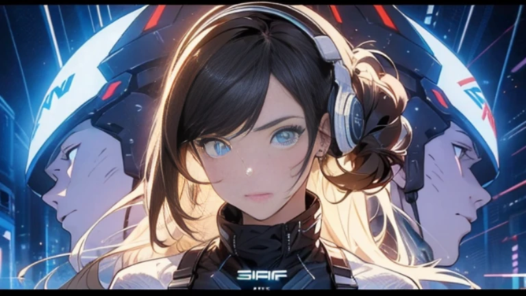 Multiple Views of the same character,Charterner v2, One girl, Slender figure, (Headphones),Brown Hair, Long Hair, blue eyes, same clothes, Concept Art, detailed_face, line_sketch, plan, Official Art, Official Alternative Costumes, Design style, multi style, detailed character, 4_~ side, original, 8K GC, massive detailed, Multiple Views of the same character, character, technical illustration, Multiple Views,masterpiece,highest quality(masterpiece, highest quality), 32k,(非常にdetailedな美しい女性), Poster,SF,Bauhaus, shape, Abstract,movie Poster, Vintage,Retro,Future Anime,The ultimate map,highlight,Headphones,Very detailed glowing eyes,Cleavage,Complex patterns,stylish hairstyle,fluorescence((White clothes)),Starry Sky,cyber punk