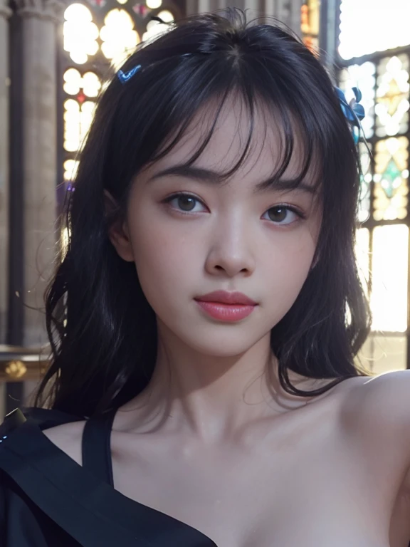 (Develop a smile, flower, White background, grin, Shirt, Looking at Viewer, Simple background, bouquet, ), A (Selfie:1.2) Cute (young:1.5) 1girl in, (Teenage:1.5), skin gloss, Rembrandt lighting, (CMYK Hair,  Wavy Hair:1.36), Expressionless photo of passport, identification papers, (close to viewer, POV:1.1), Small breasts, From  above, Dinamic Light, day light, Sunshine,  (freckle:0.2), (Dark mole:0.2), (Skin spots, acnes, Skin blemishes, age spot, lanugo:0.2), (At Notre Dame Cathedral:1.3) Natural Hand 2-3500
Movie angle, (Cinematic_light, Cinematic_shadowy, Bokeh, depth of fields:1.2),, Natural Skin Texture, Hyper-Realism, nffsw, hyperdetails, Raw photo, Photorealistic, Best Quality, hight resolution, Realistic, 8K, Caustics, Dinamic Light, Beautiful and delicate lips, Delicate fingers, Detailed pupil, Real Human Skin,