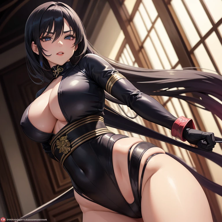 La kunoichi es una mujer hermosa y seductora, con una figura esbelta y curvas bien definidas. Sus ojos verdes brillan con una mirada traviesa y su cabello oscuro cae en suaves ondas sobre sus hombros. Su piel es suave y delicada, and her mouth is adorned with full and tempting lips. Su rostro emana una confianza y sensualidad irresistibles, and her expression reflects the desire and passion that burns within her. Cada movimiento que hace es elegante y provocativo, and his presence envelops you in an aura of excitement and anticipation.
