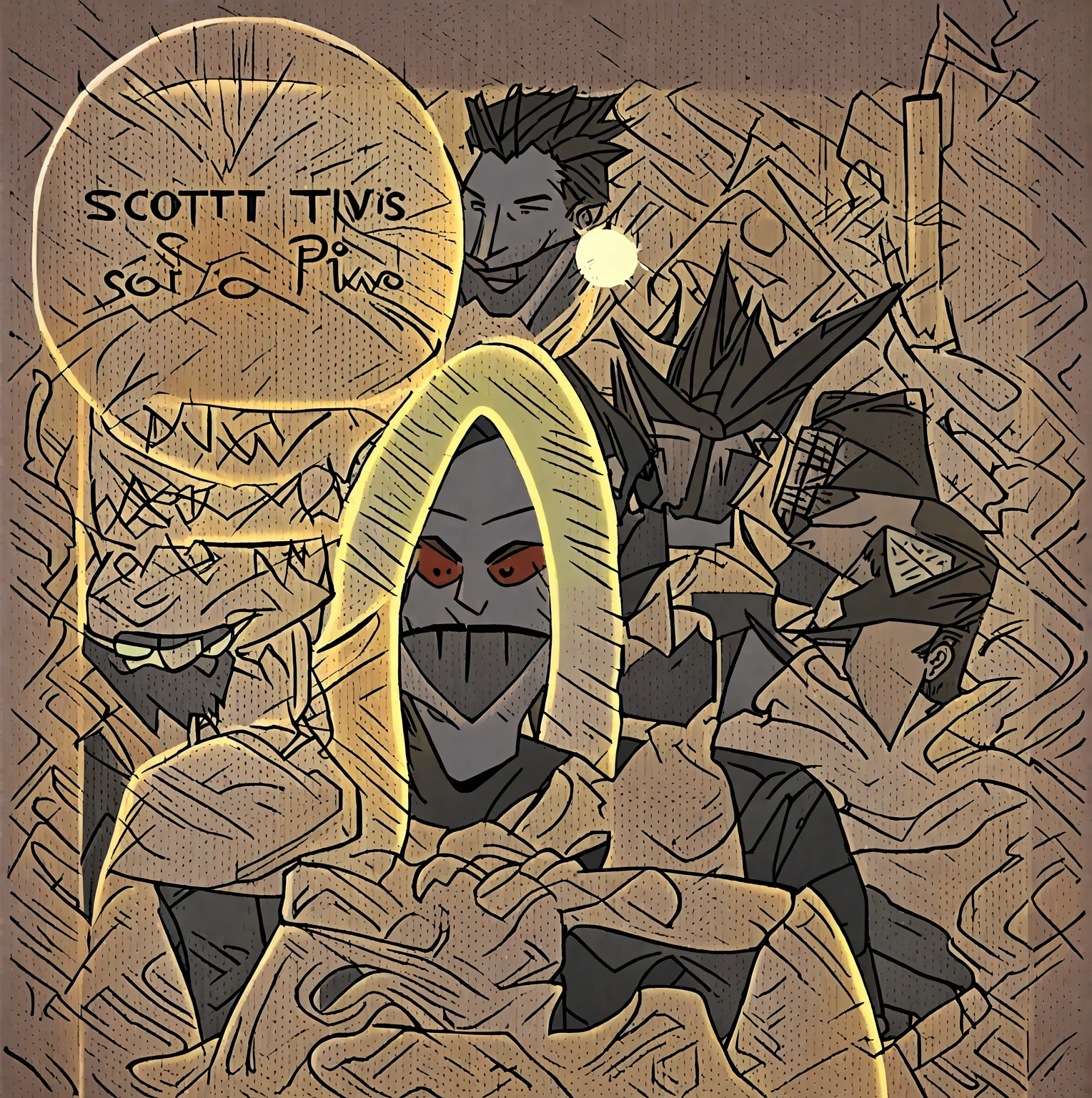 a cartoon of a two man with Spike Hair reading a book together, pixivs and Scott Peterson, Scott Peterson and greg rutkowski, inspired by Scott Peterson, subtle Scott Peterson, Scott Peterson art, junji ito undertones, scott peterson style, inspired by Scott Peterson, rasputin as grubhub character