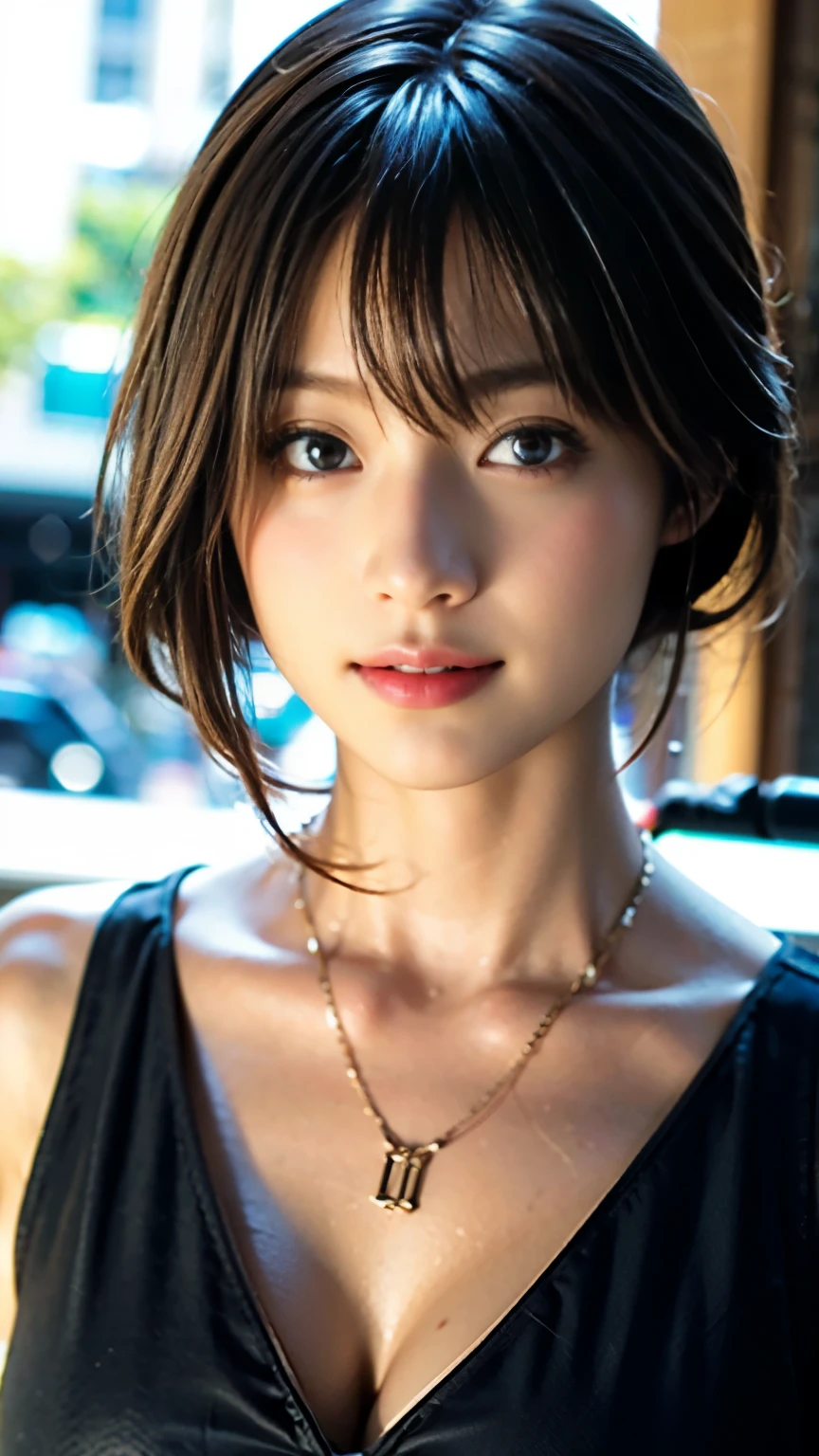 One girl, highest quality、masterpiece、超A high resolution、(Photorealistic:1.4)、RAW Photos、1 girl、Blue Hair、Glowing Skin、1. Mechanical Girl、((Ultra-Realistic Details))、Portrait、Global Illumination、Shadow、Octane Rendering、8k、Super sharp、huge 、Bare skin exposed in the cleavage、Metal、Intricate decorative details、More about Japan、Very intricate details、Realistic Light、CGSoation Trend、Purple eyes、Shining Eyes、To the camera、Neon Details、Mechanical Limbechanical vertebrae attached to the back of the blood vessels connected to the tubes、Attaching a mechanical cervical vertebra to the neck、Sit on、Wires and cables connected to the head、Gundam、Small LED Lamp、Cyber Samurai,