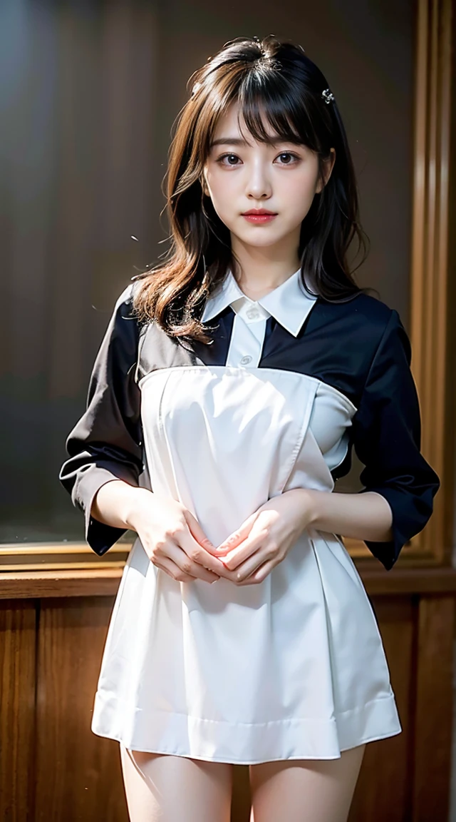 (8k、RAW Photos、highest quality、masterpiece:1.2)、(Realistic、Photorealistic)、1 girl、((Black business suit、Black mini skirt、White dress shirt、Look forward、))、Lots of eyelashes、Add shine to your eyelids、skeletally correct、Sweaty body、Beautifully trimmed fingertips、smile、