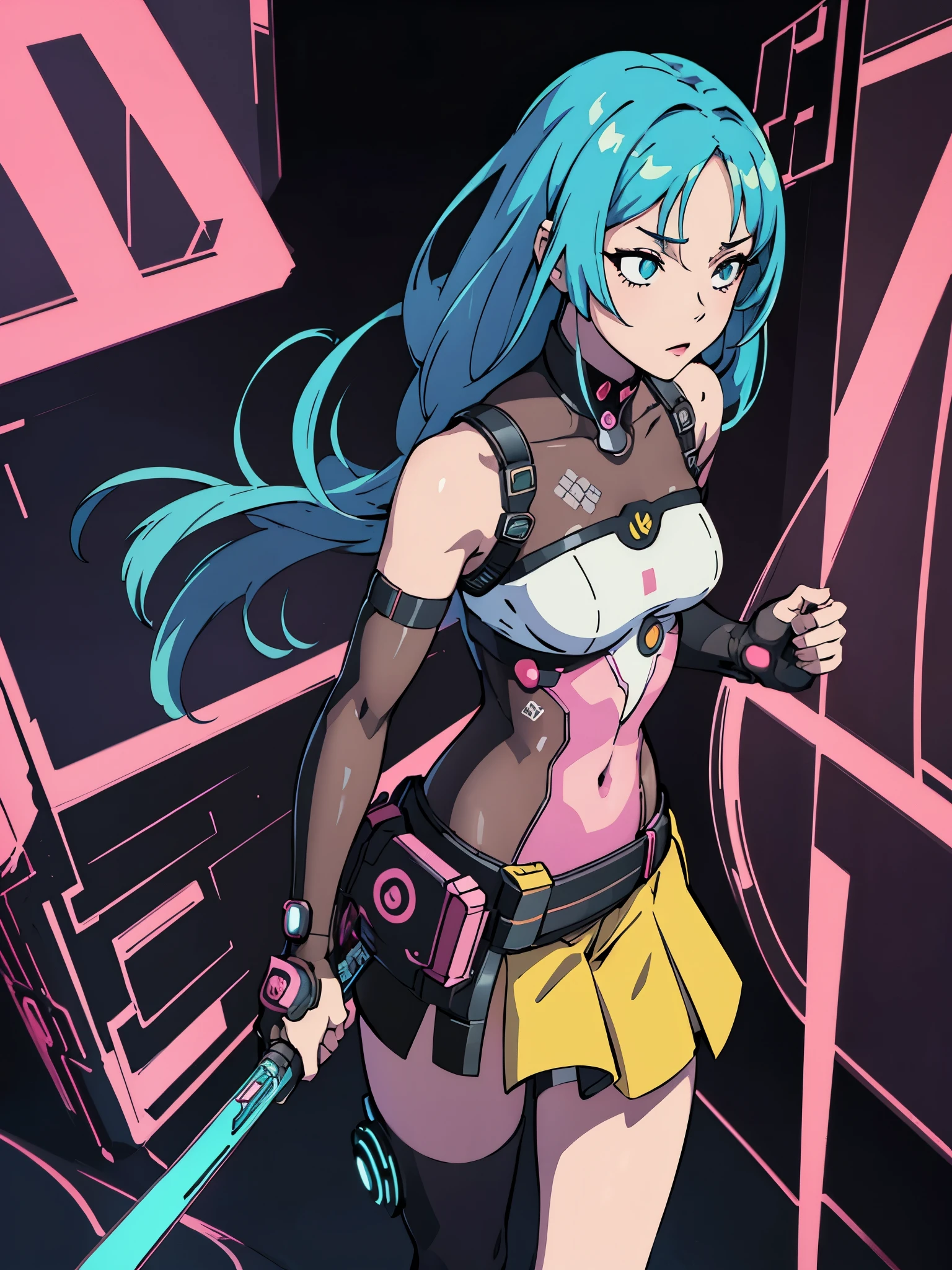 digital art drawing, illustration of (girl, metal robotic arms, cyberpunk 2077, neon), anime drawing/art, bold linework, illustration, digital art, masterpiece, flat illustration, no shadows, 8k resolution, high detail, vector art, only anime, perfect eyes, perfect hands, sharpness, high clarity
